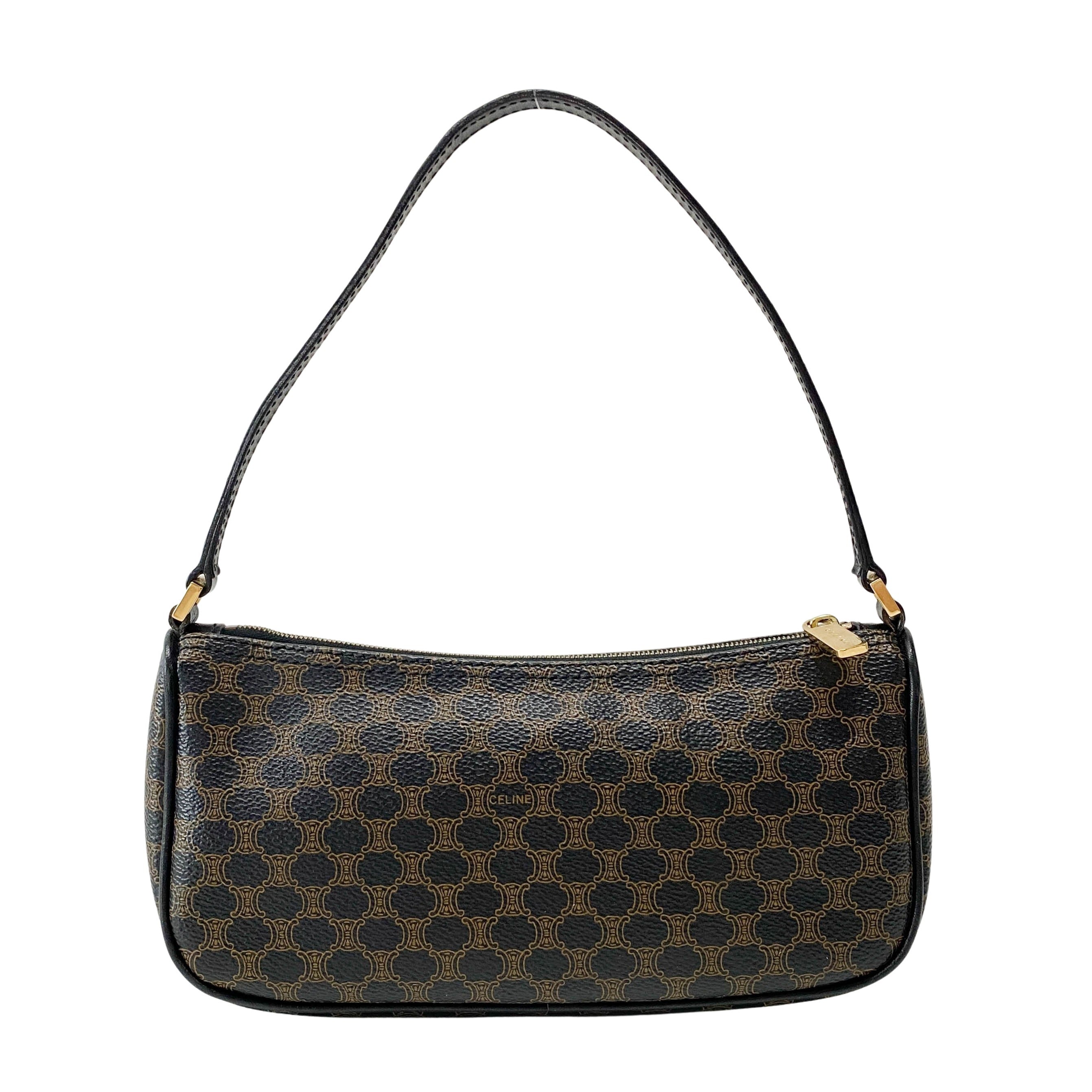 Macadam Triomphe Black Leather Shoulder Bag