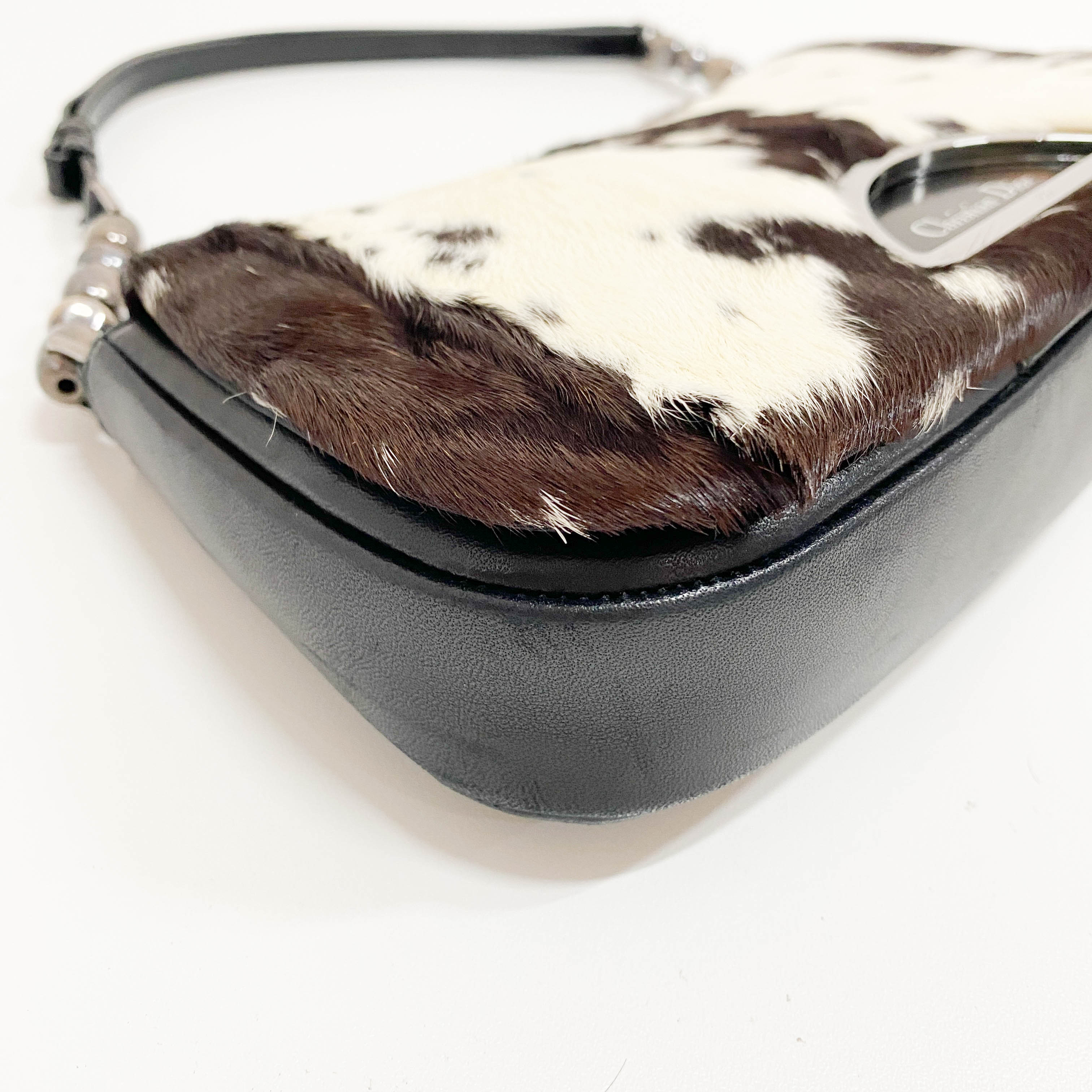 Limited Edition Malice Pearl Cow Print Brown Pony Hair Shoulder Bag