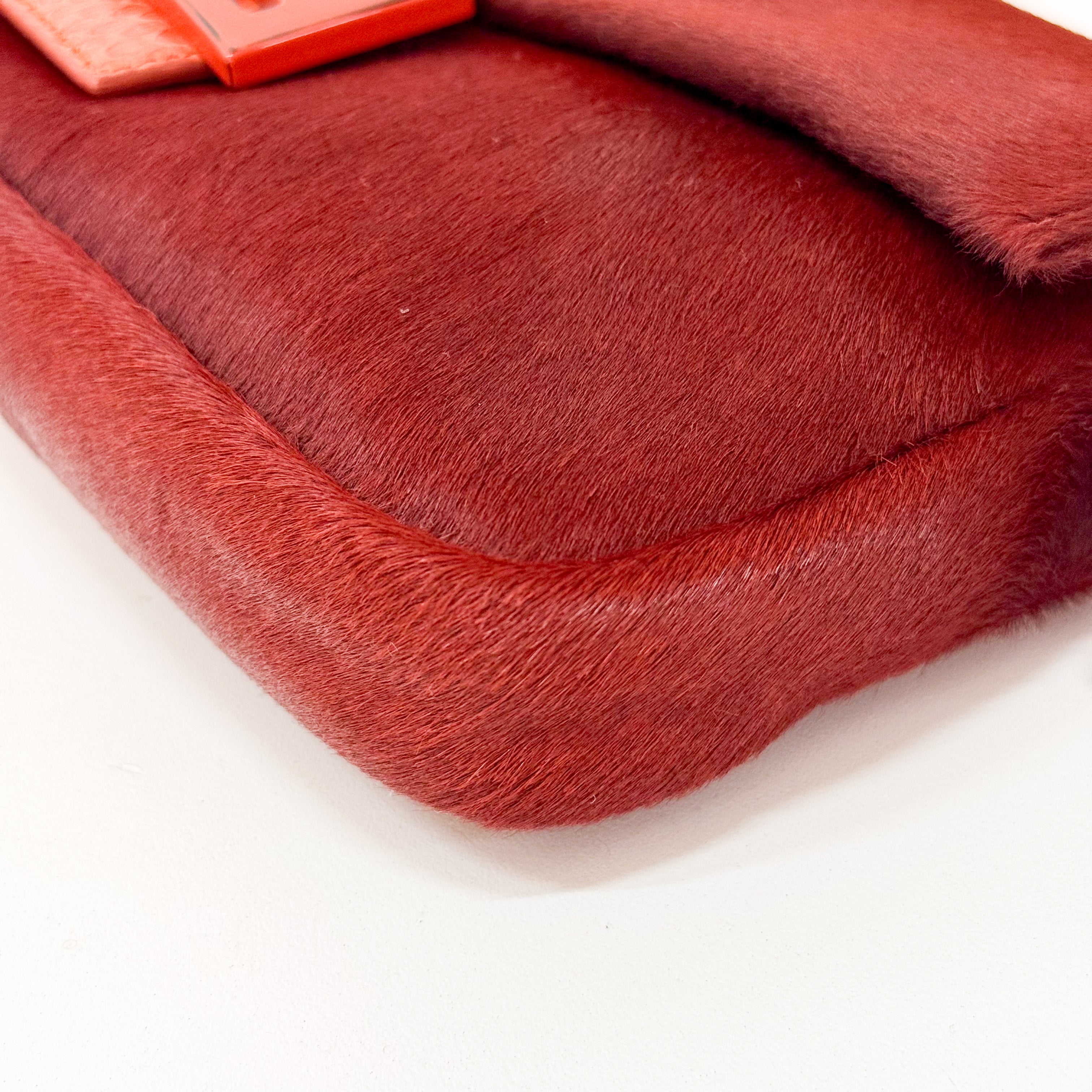 Baguette Red Pony Hair Bag