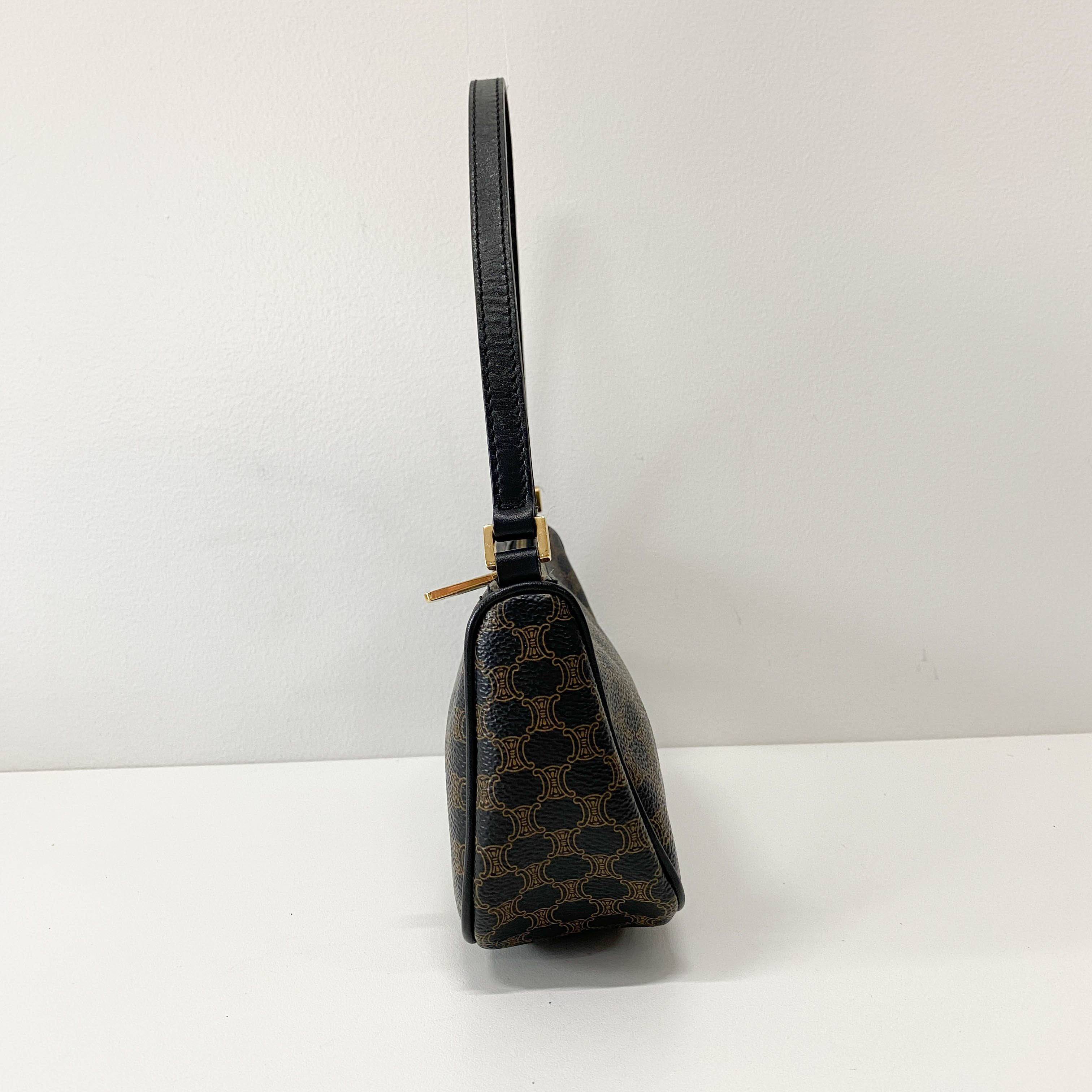 Macadam Triomphe Black Leather Shoulder Bag