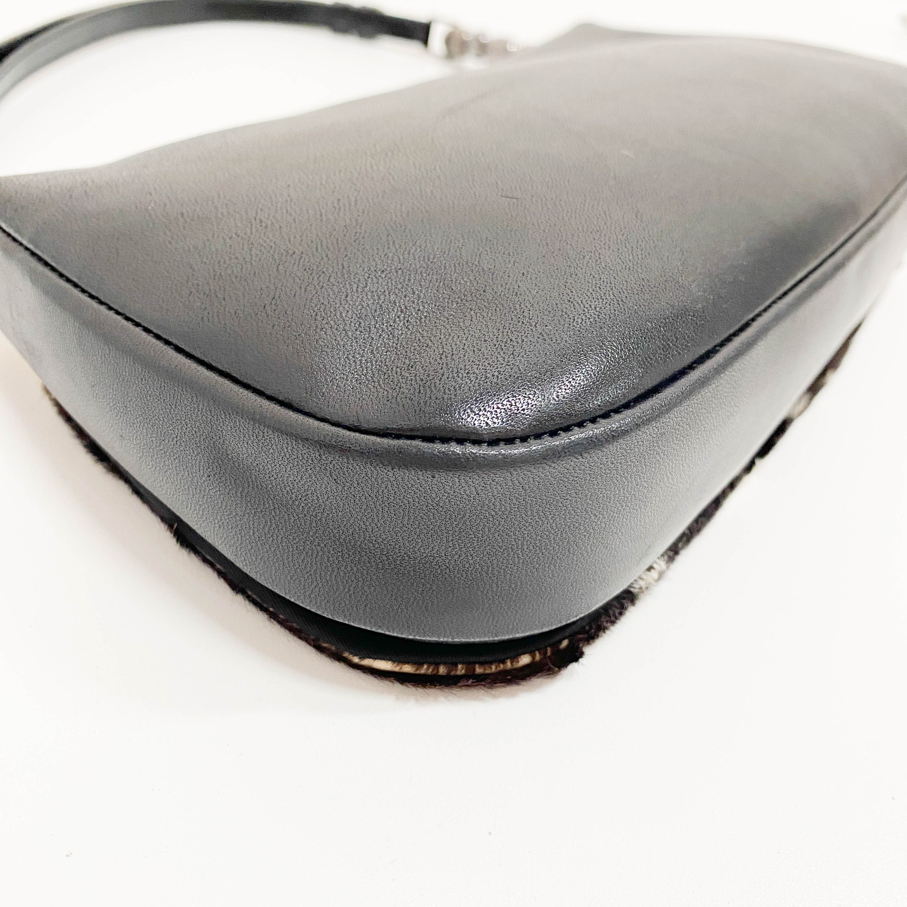 Limited Edition Malice Pearl Cow Print Brown Pony Hair Shoulder Bag