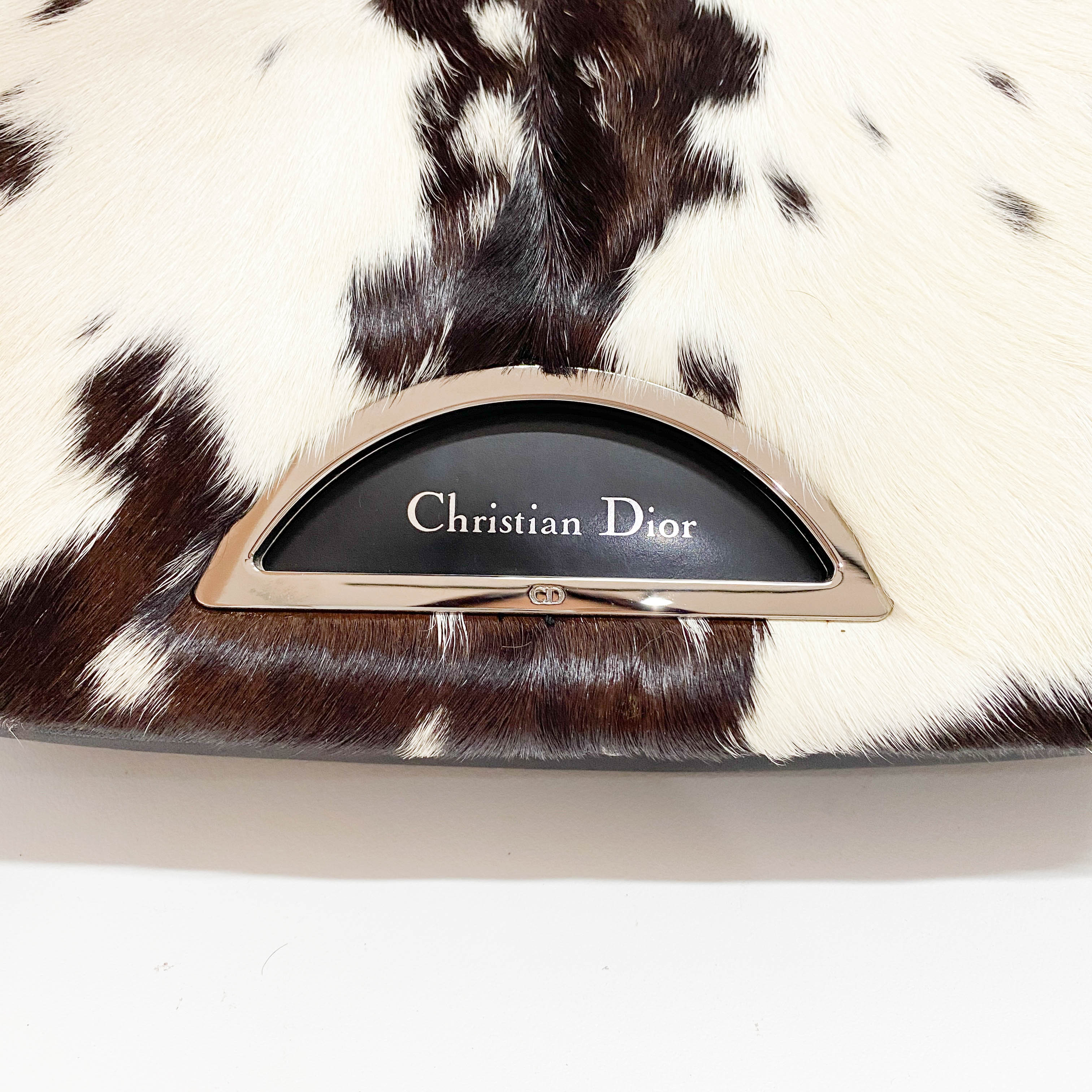 Limited Edition Malice Pearl Cow Print Brown Pony Hair Shoulder Bag