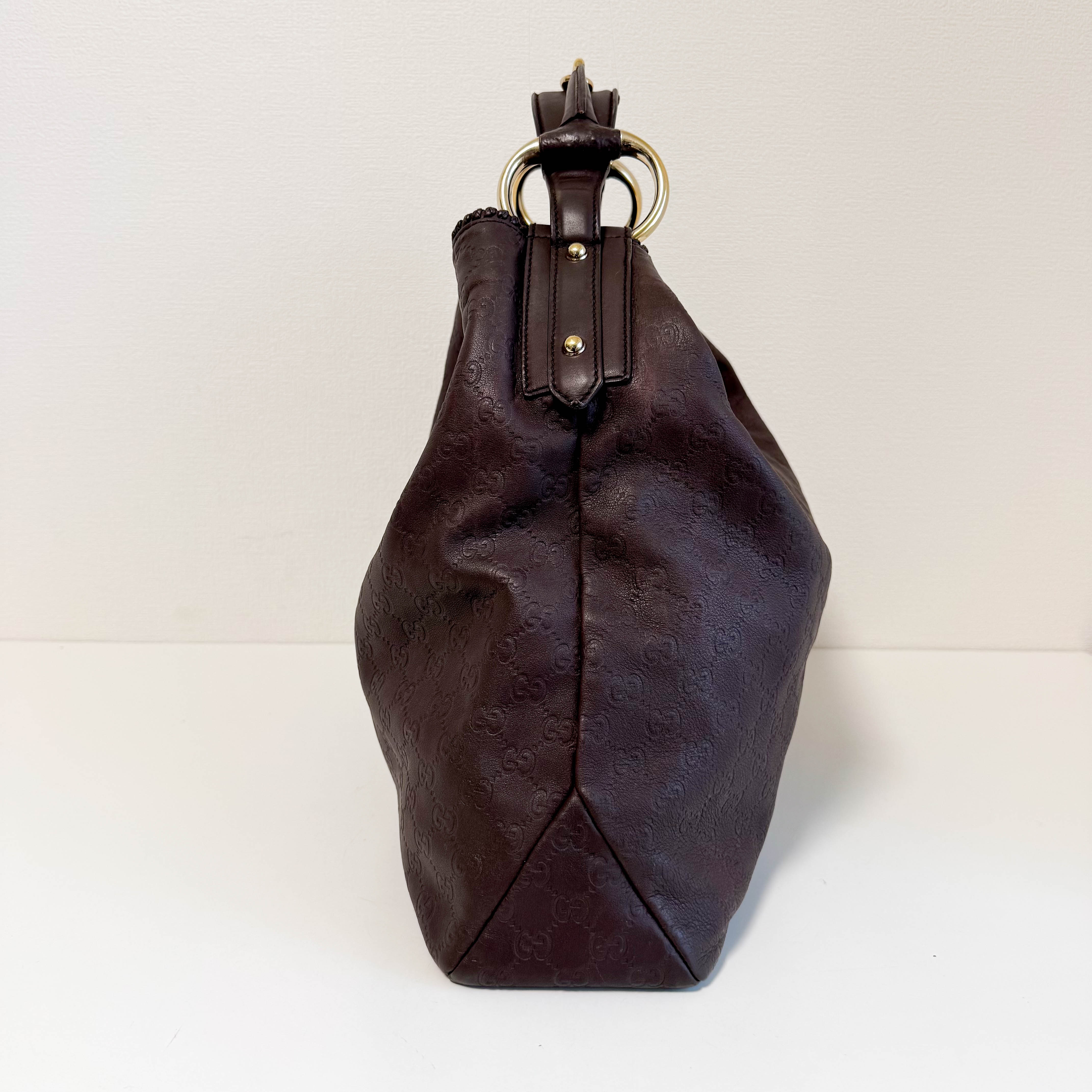 Horsebit Brown Leather Hobo Shoulder Bag