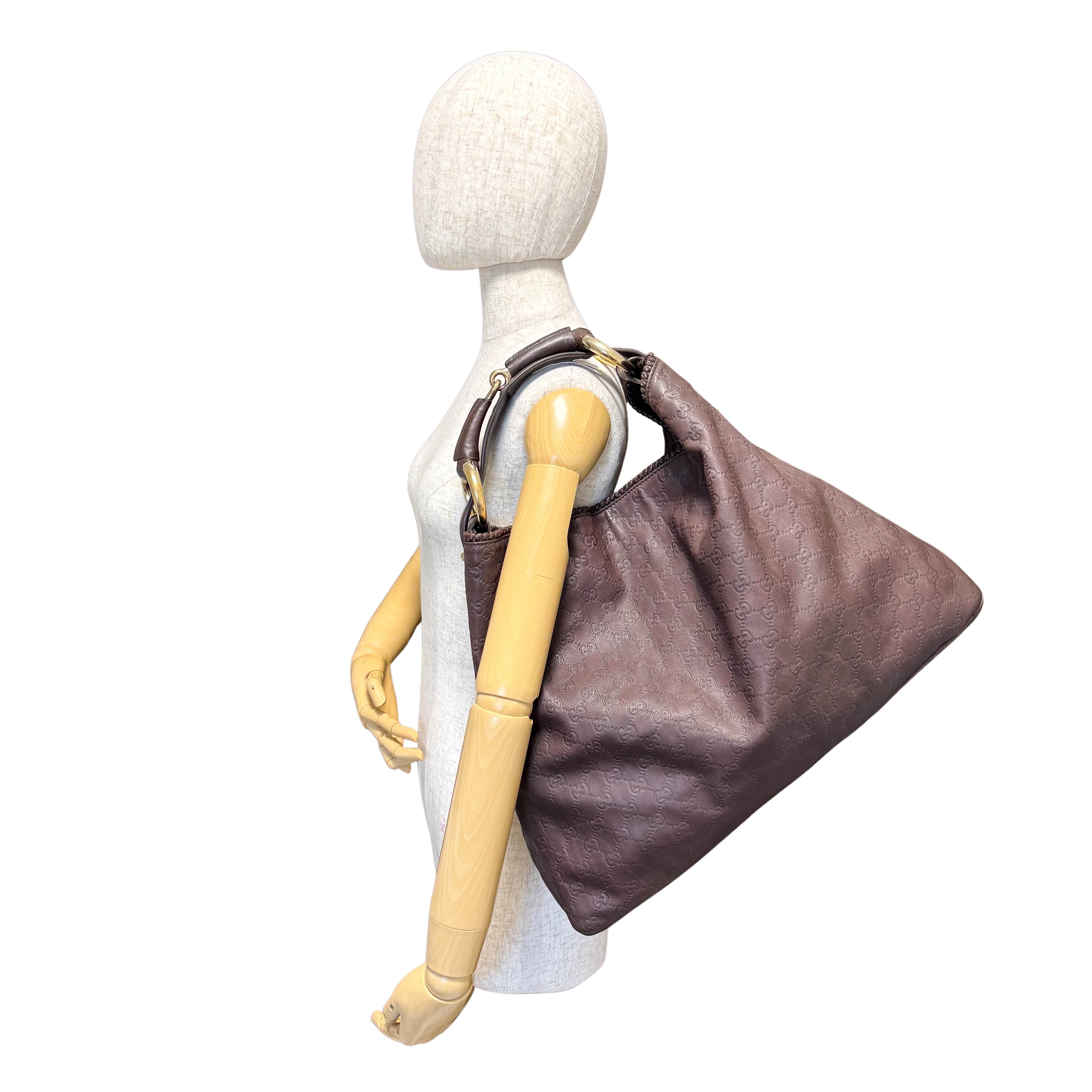 Horsebit Brown Leather Hobo Shoulder Bag