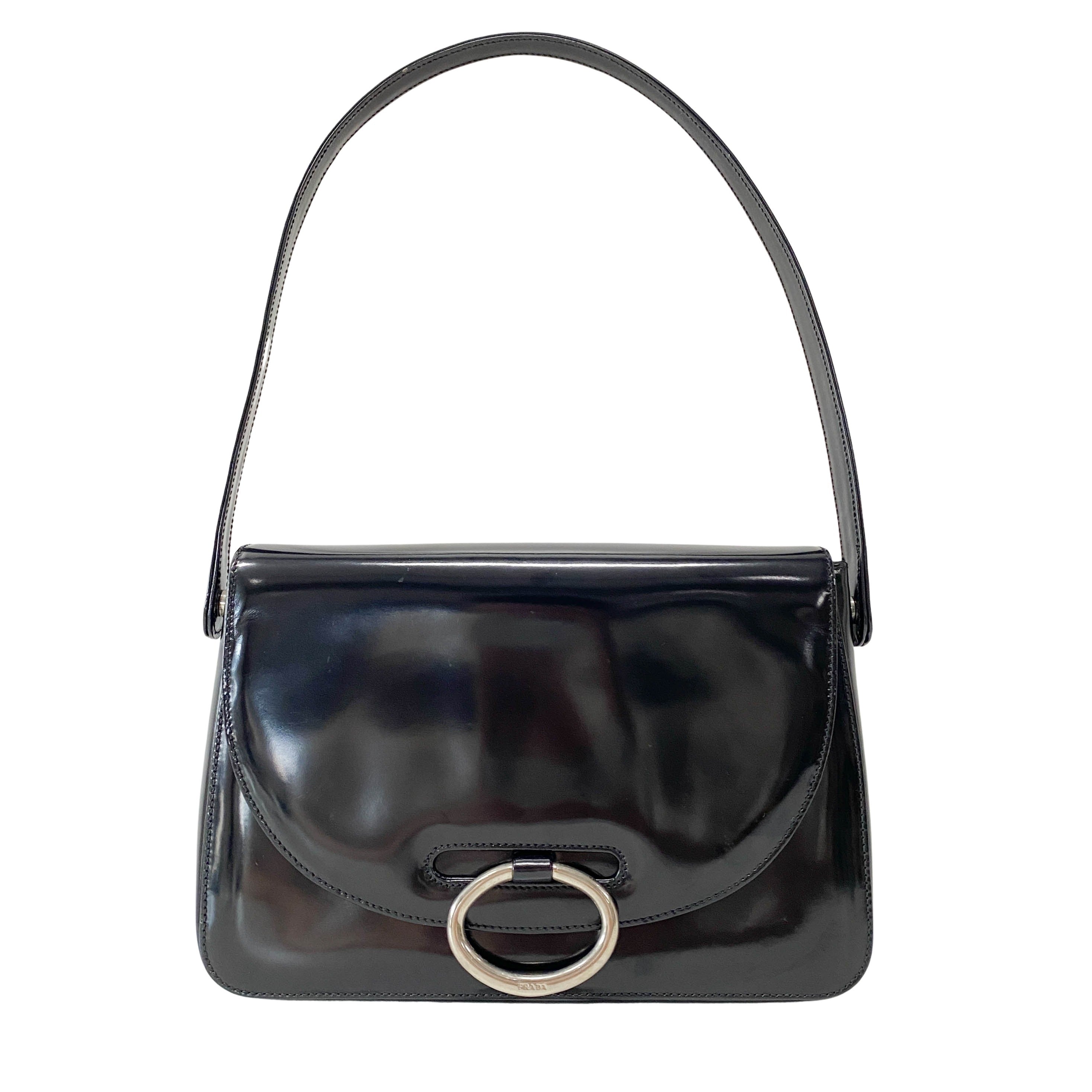 Black Patent Leather Shoulder Bag