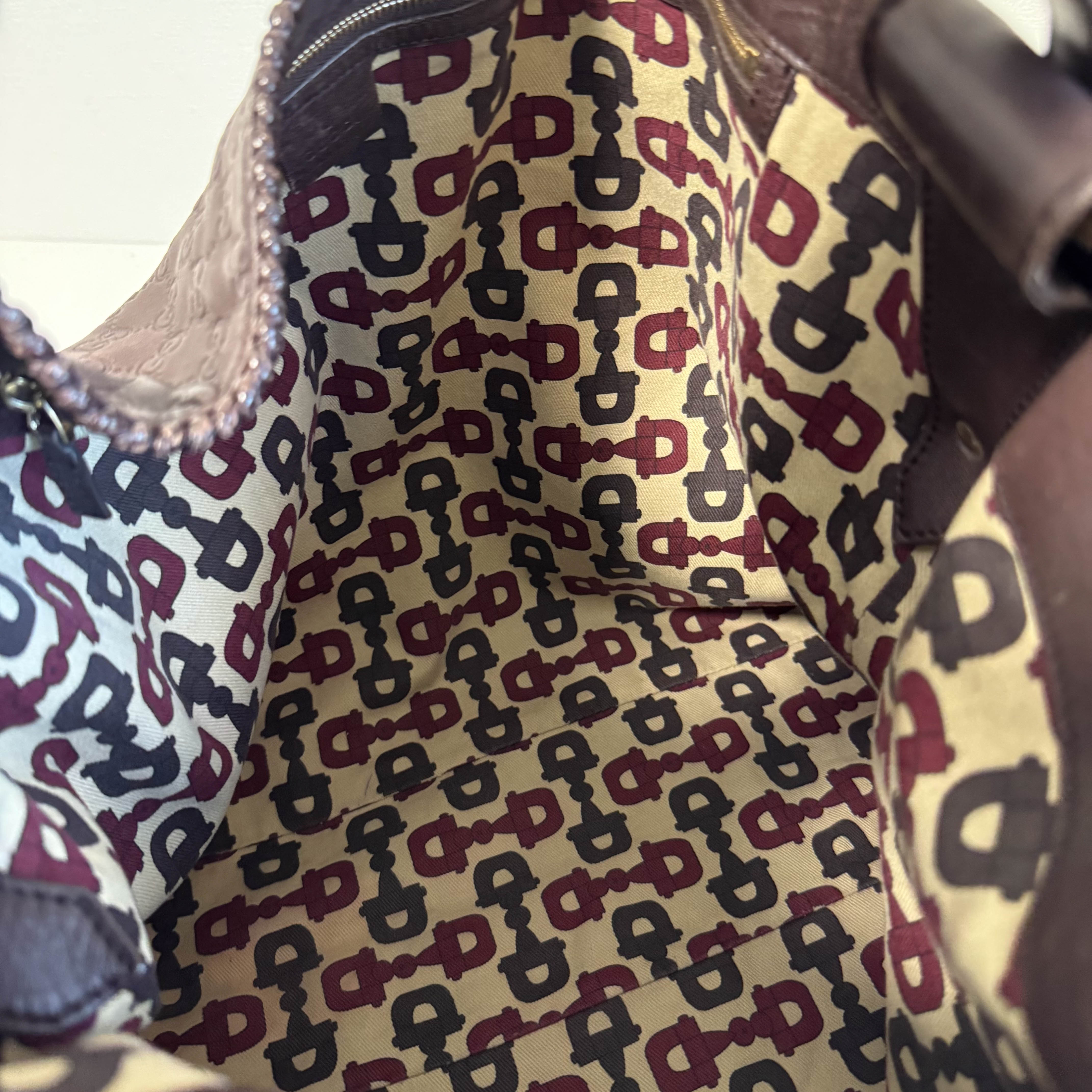 Horsebit Brown Leather Hobo Shoulder Bag