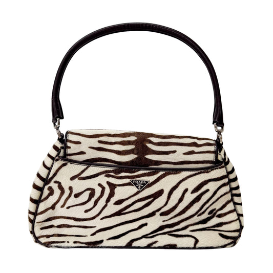 Zebra Print Pony Hair Shoulder Bag