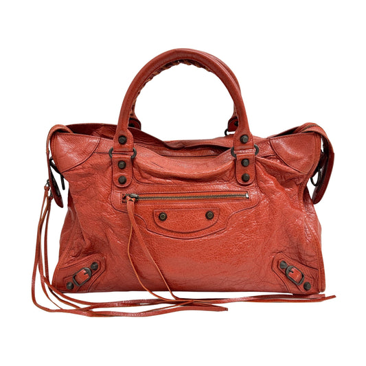 The City Burnt Orange Leather Two Way Bag