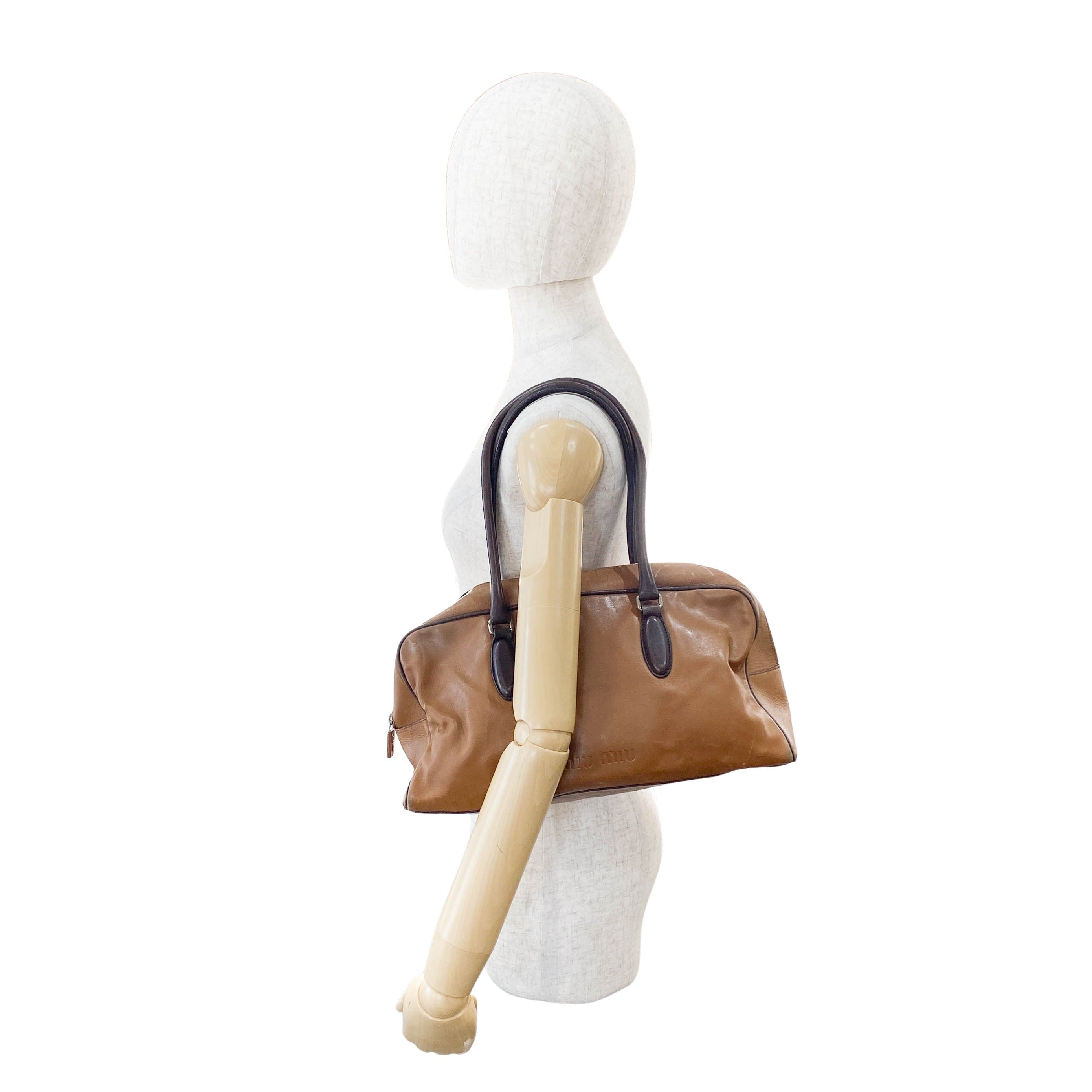 Archive Mini Boston Brown Leather Shoulder Bag