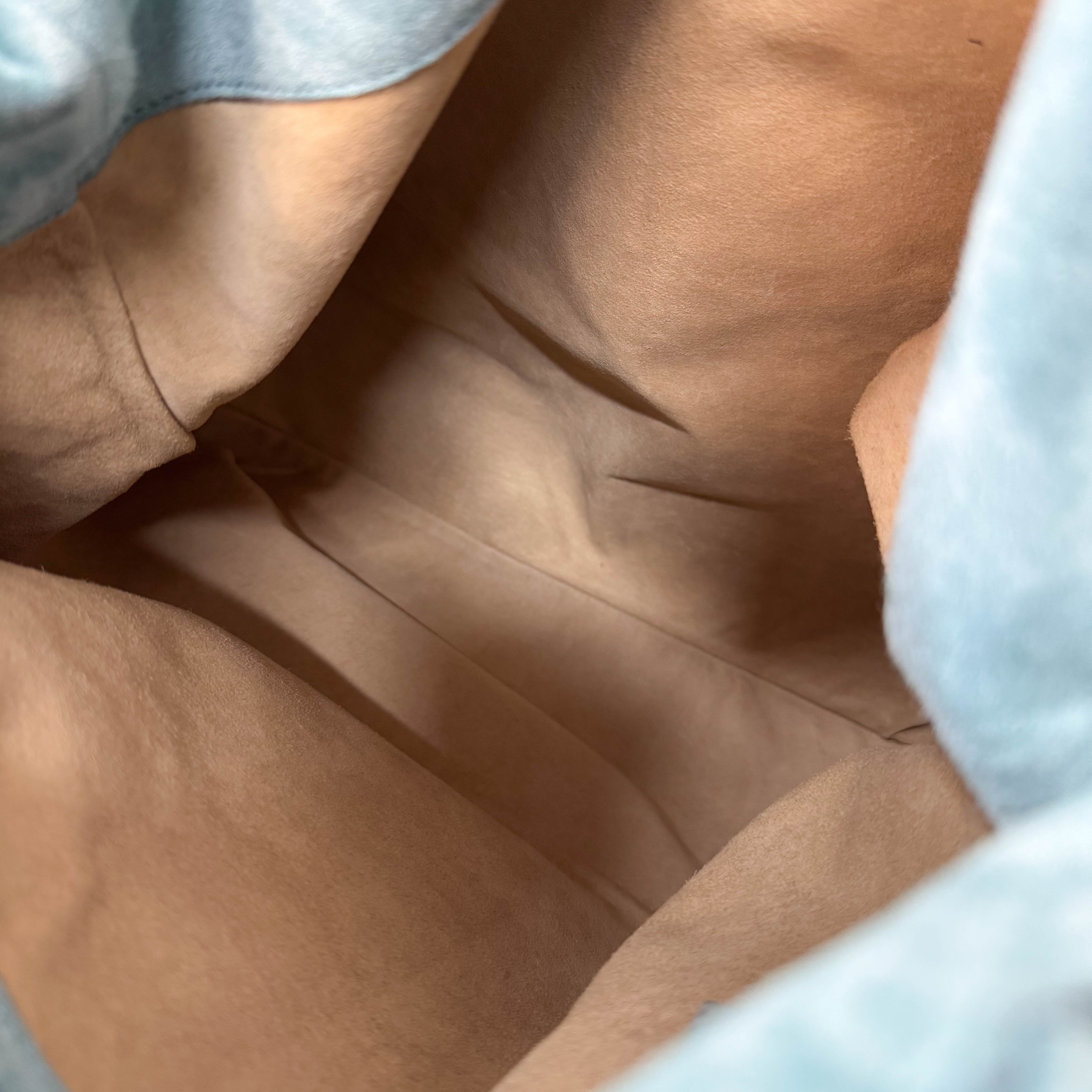 Intrecciato Lace Detail Blue Suede Bag