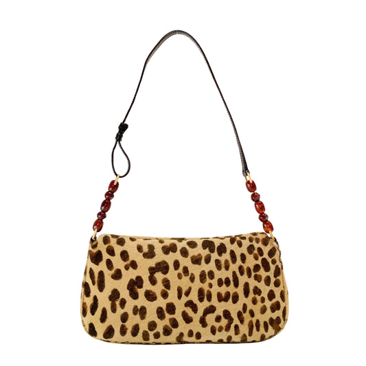 Malice Pearl Cheetah Brown Leather Shoulder Bag