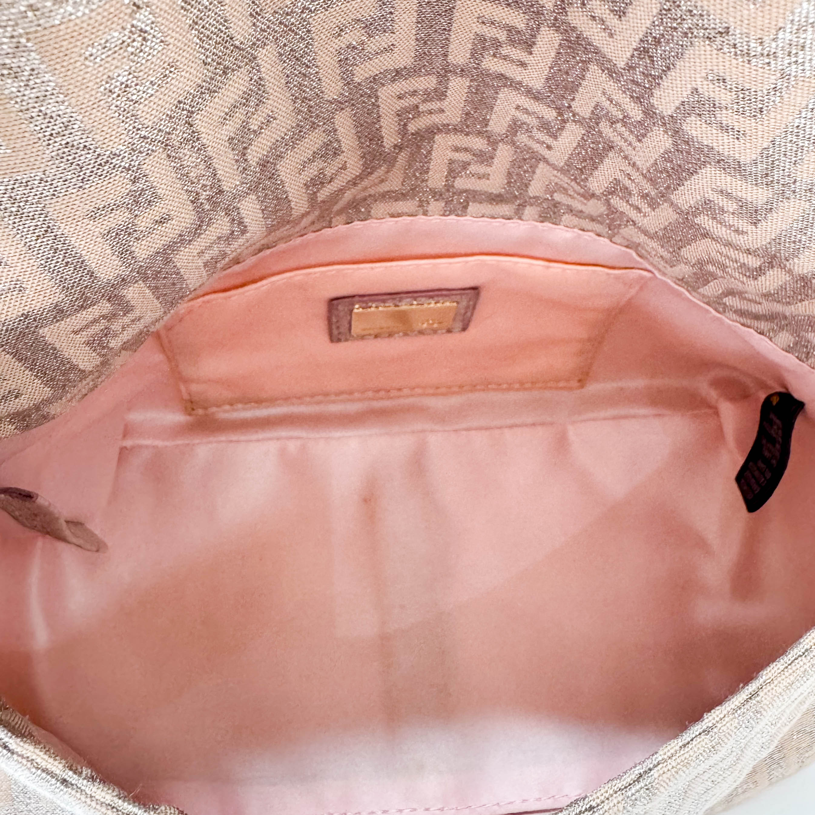 Mini Mamma Baguette Sparkling Rose Pink & Silver Handle Bag