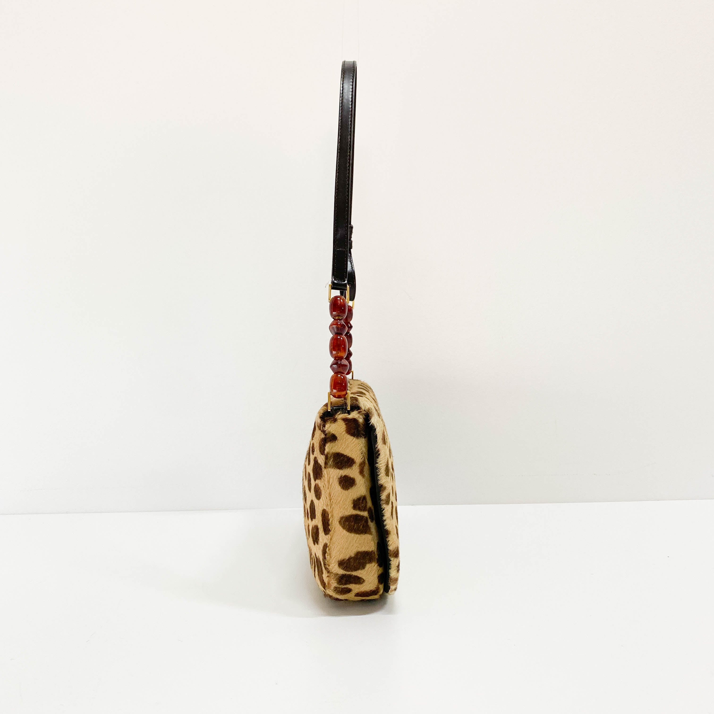 Malice Pearl Cheetah Brown Leather Shoulder Bag