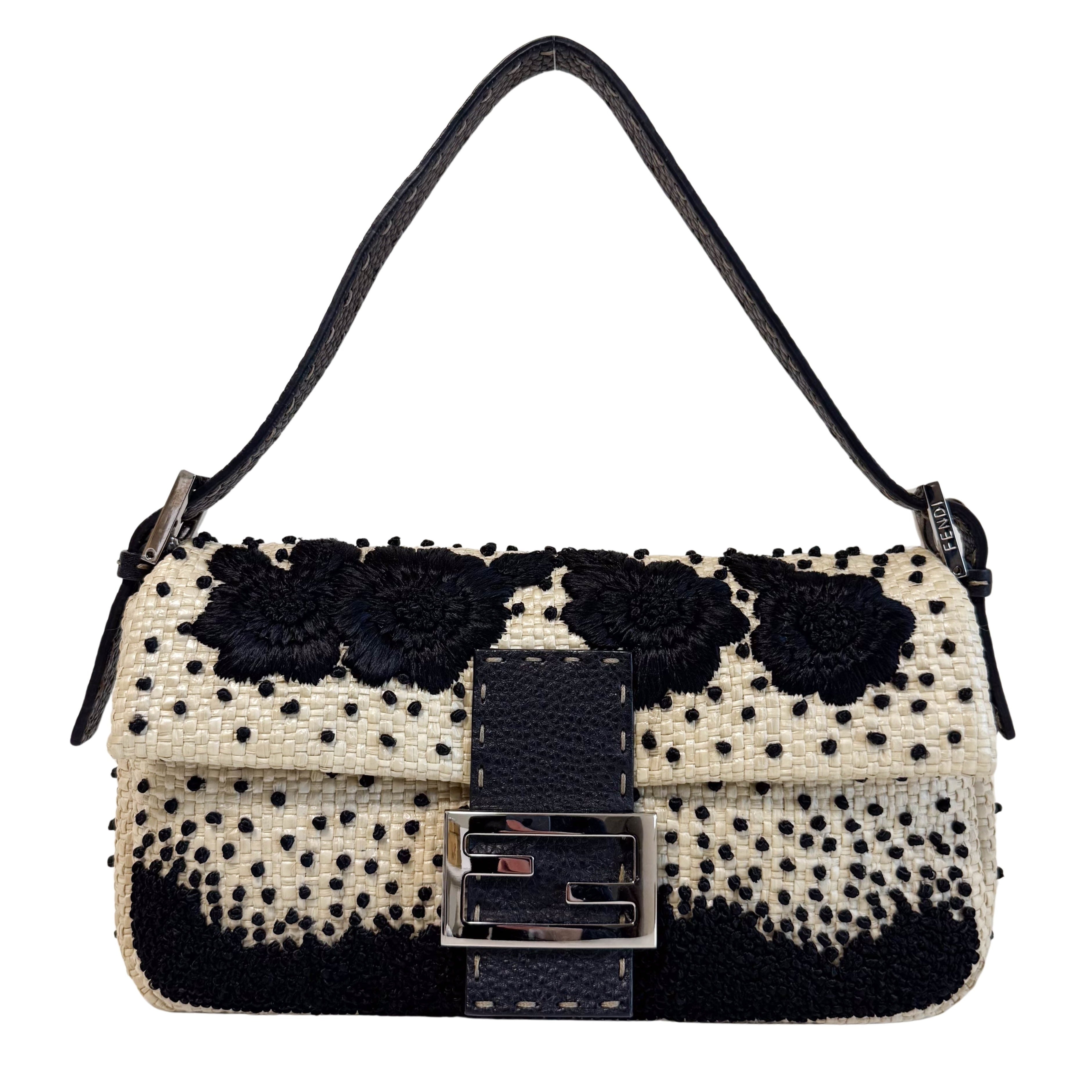 Baguette Limited Edition Raffia Embroidered Selleria Shoulder Bag