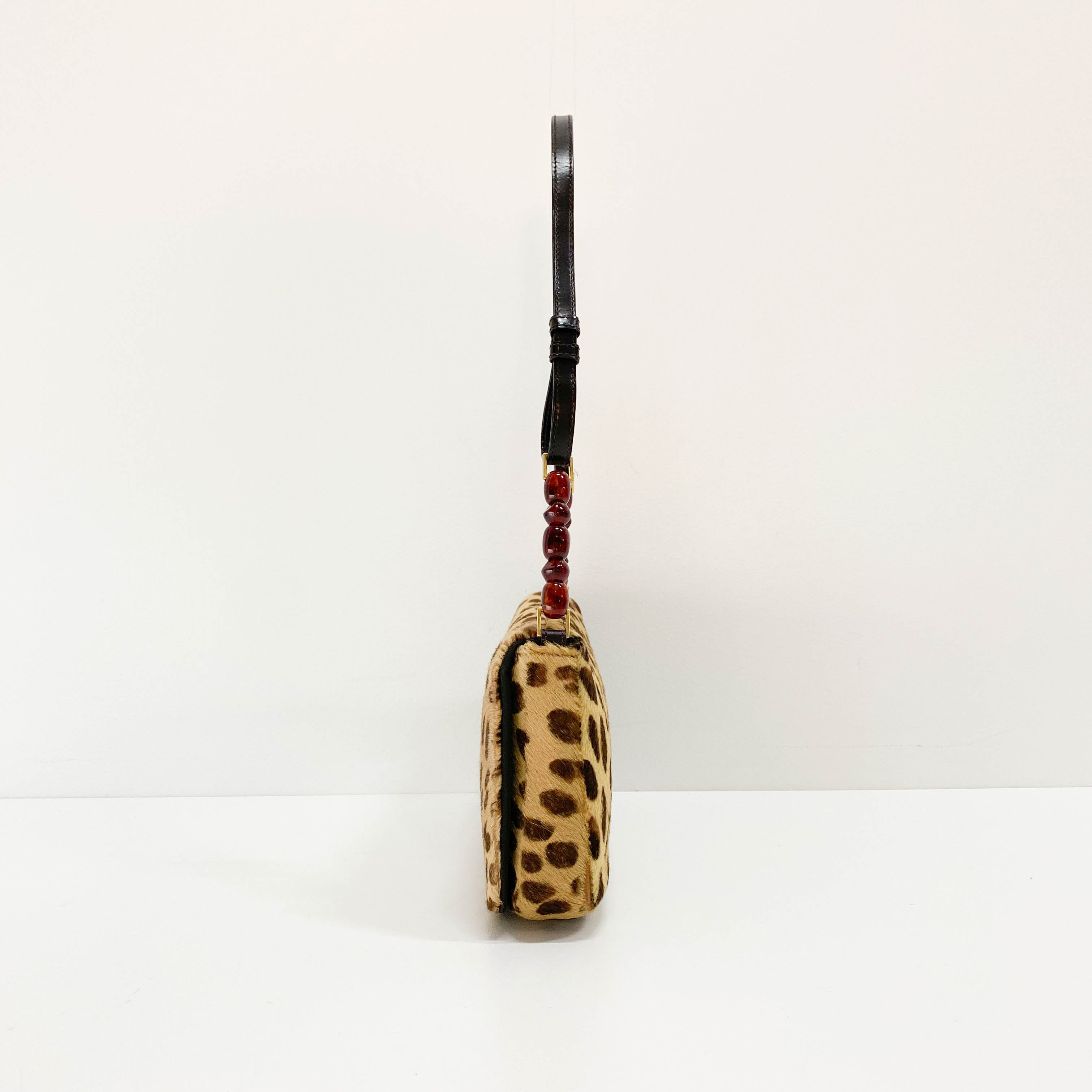 Malice Pearl Cheetah Brown Leather Shoulder Bag