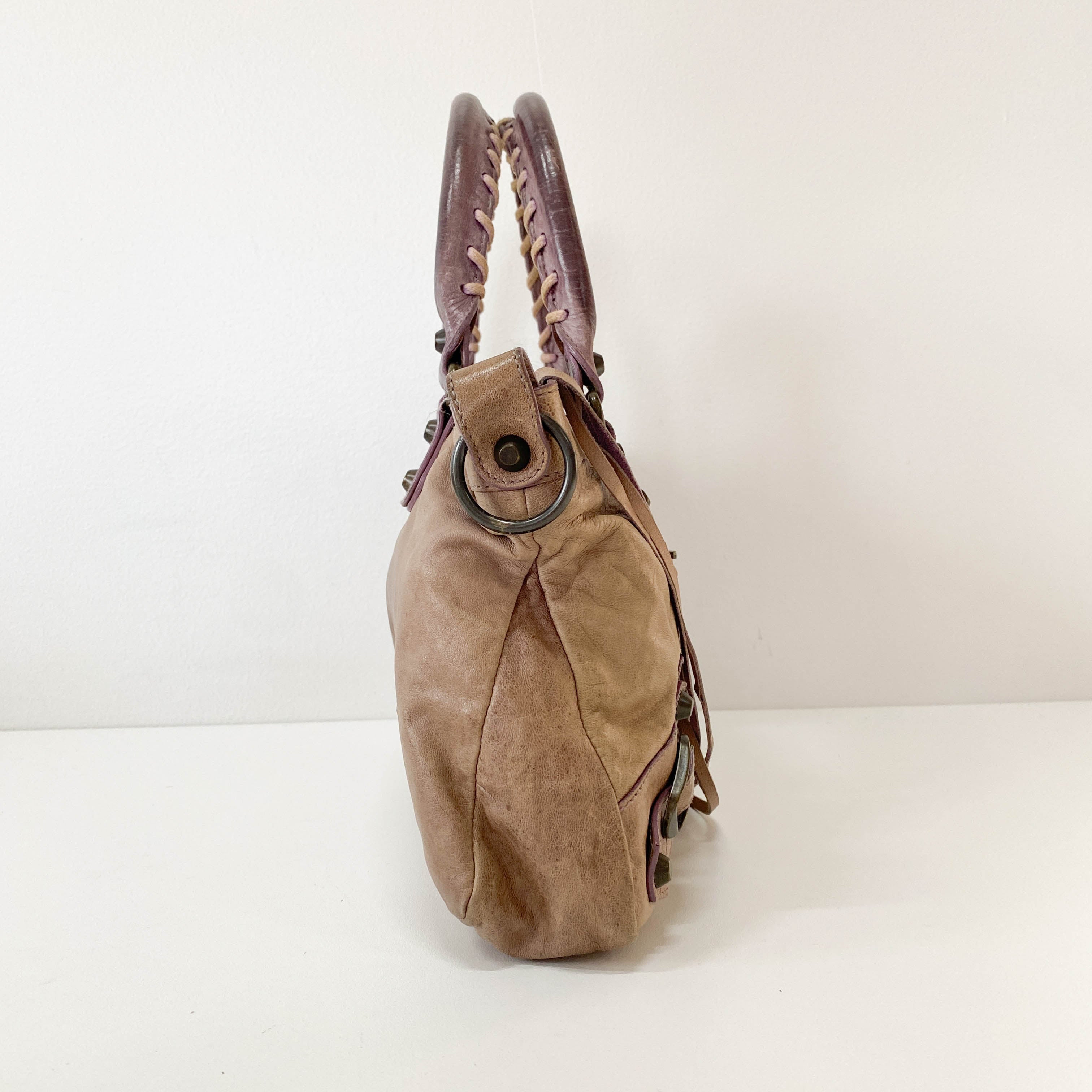 Mini City Brown Leather Shoulder Bag