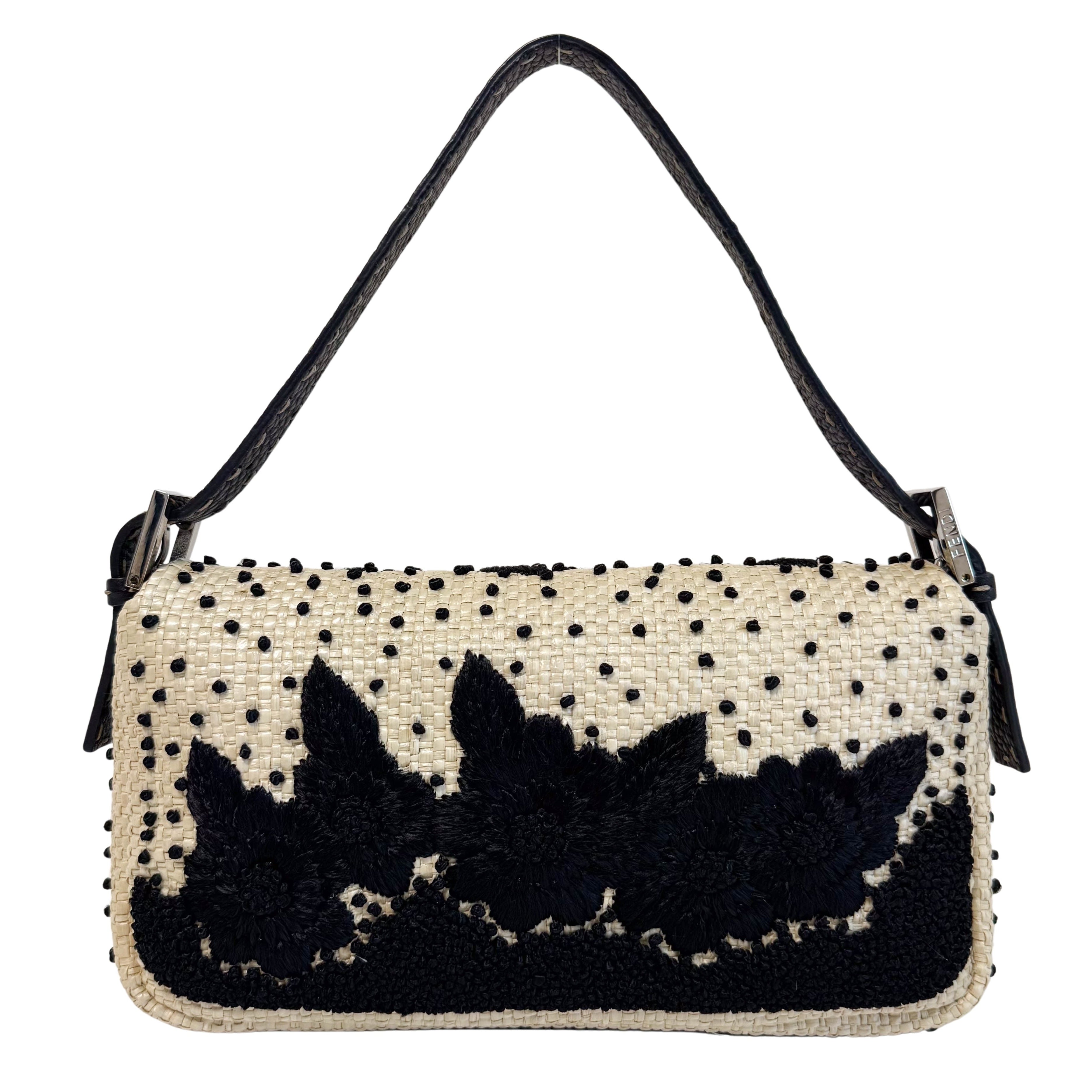 Baguette Limited Edition Raffia Embroidered Selleria Shoulder Bag