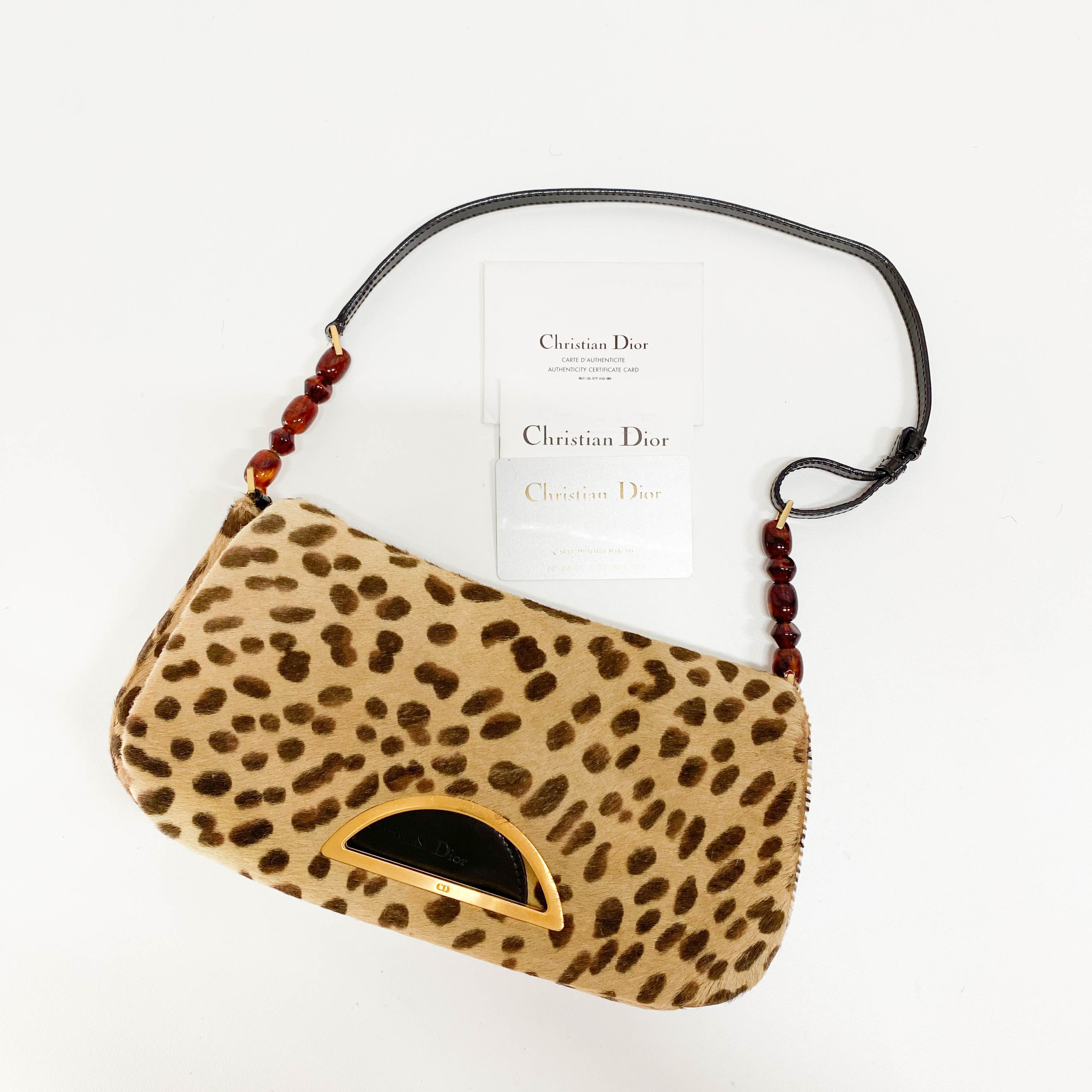 Malice Pearl Cheetah Brown Leather Shoulder Bag