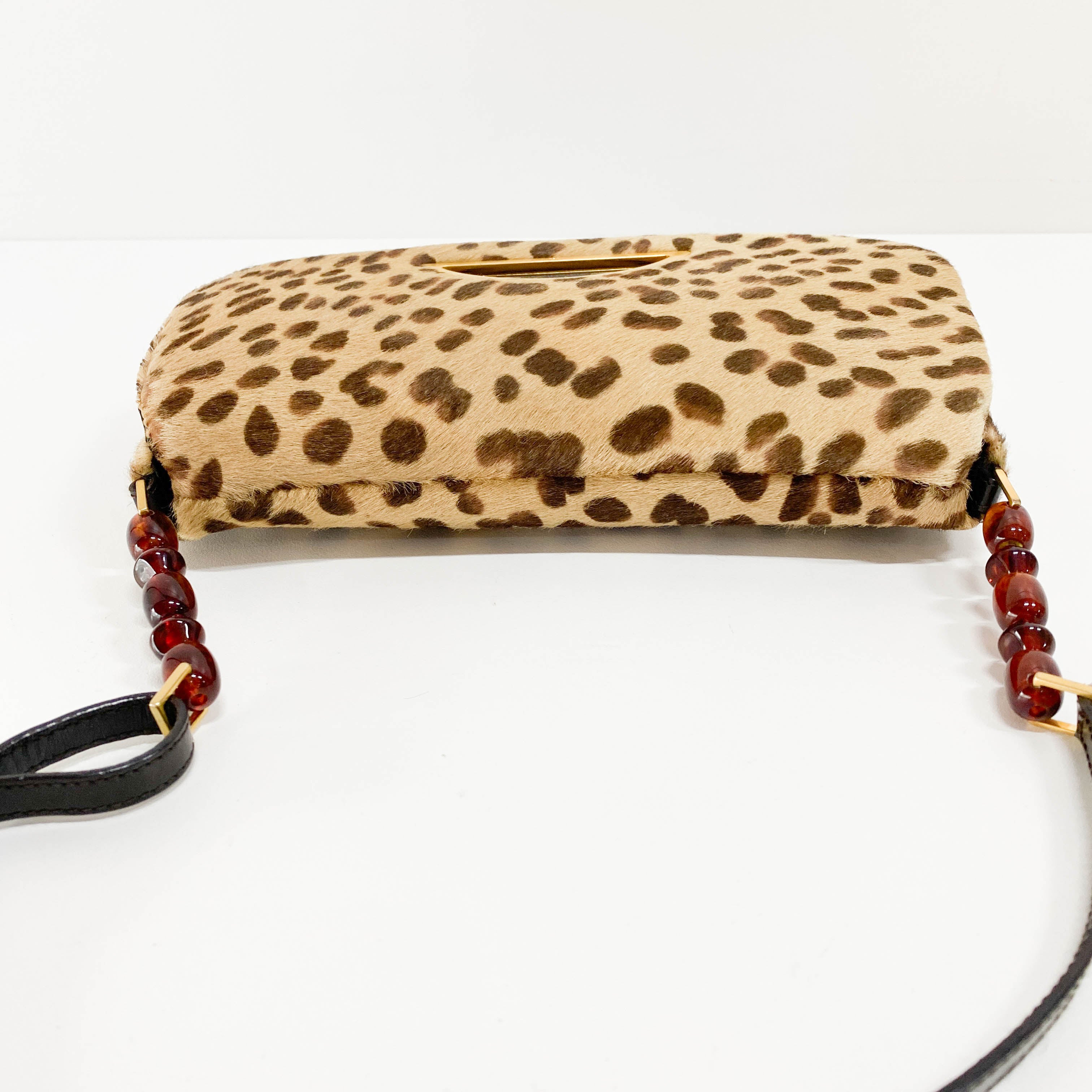 Malice Pearl Cheetah Brown Leather Shoulder Bag