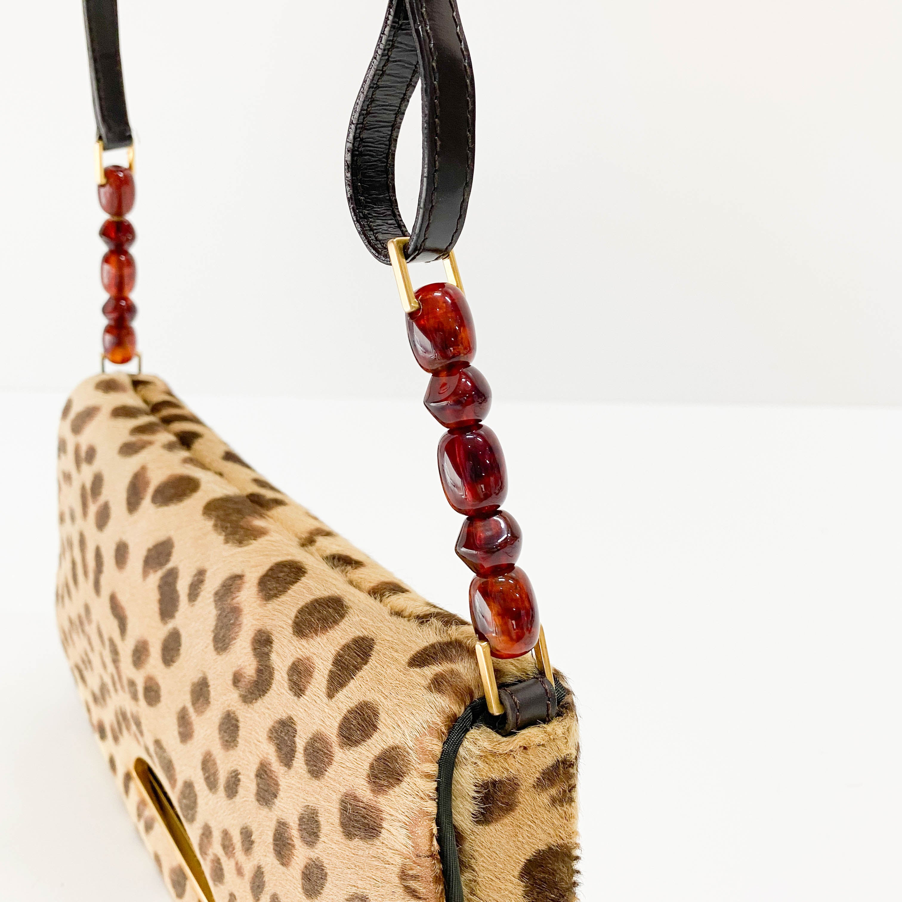 Malice Pearl Cheetah Brown Leather Shoulder Bag