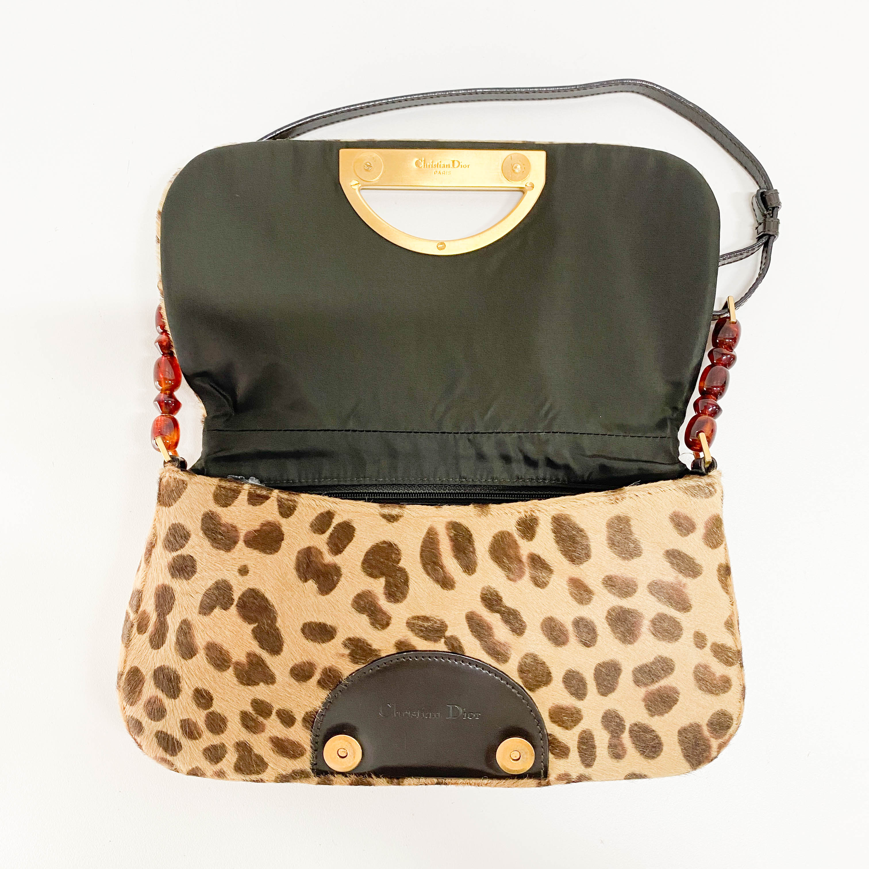 Malice Pearl Cheetah Brown Leather Shoulder Bag