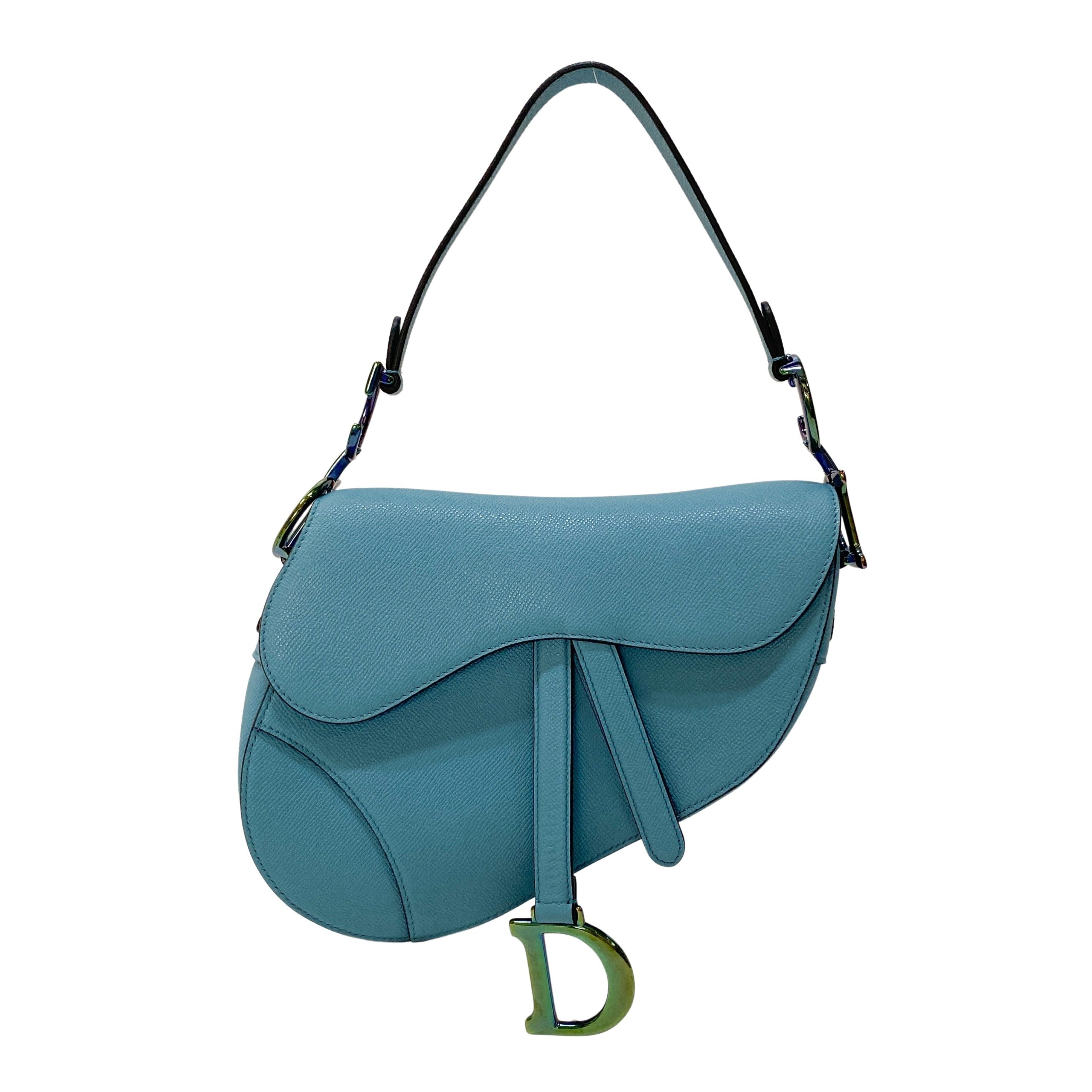 Saddle Blue Leather Shoulder Bag