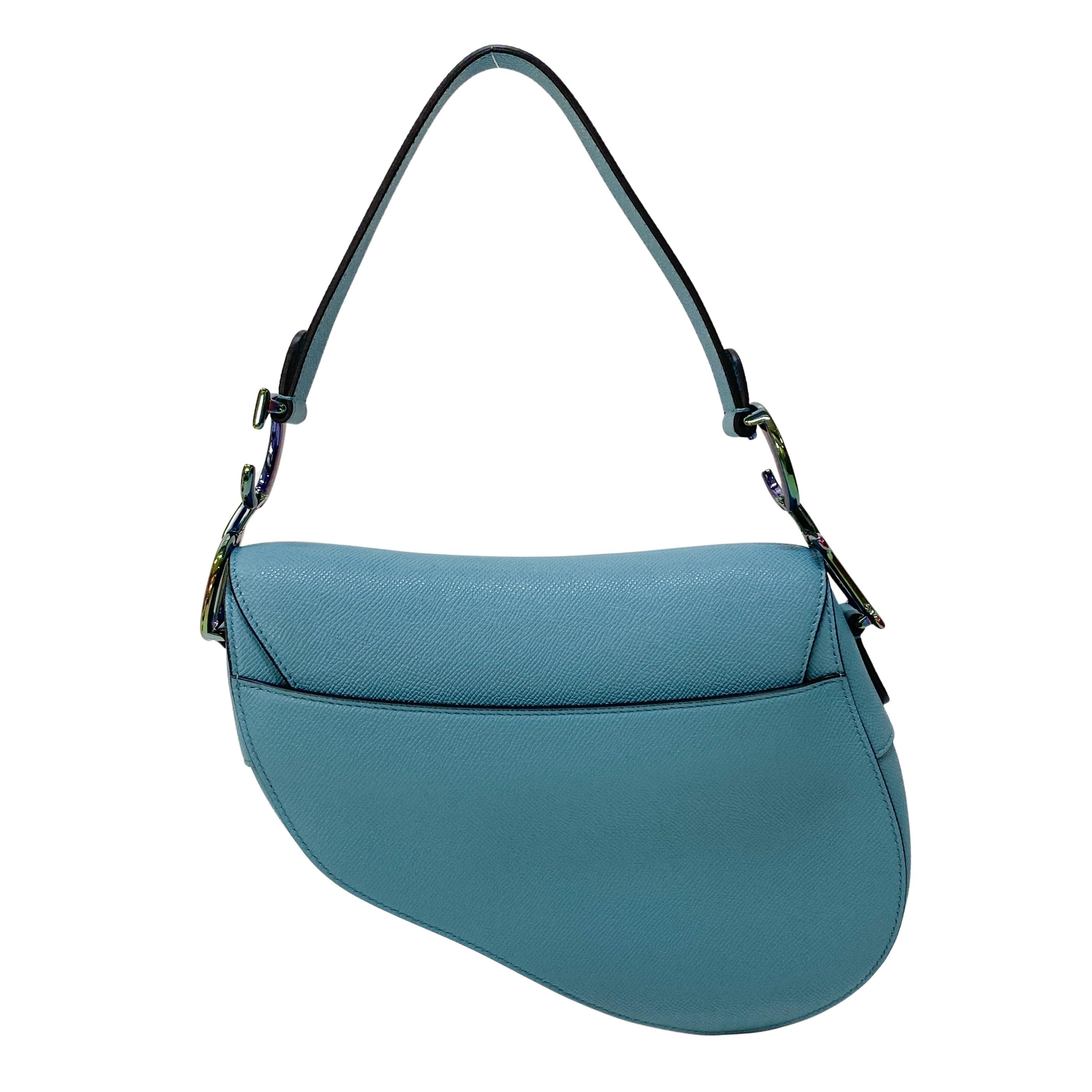 Saddle Blue Leather Shoulder Bag