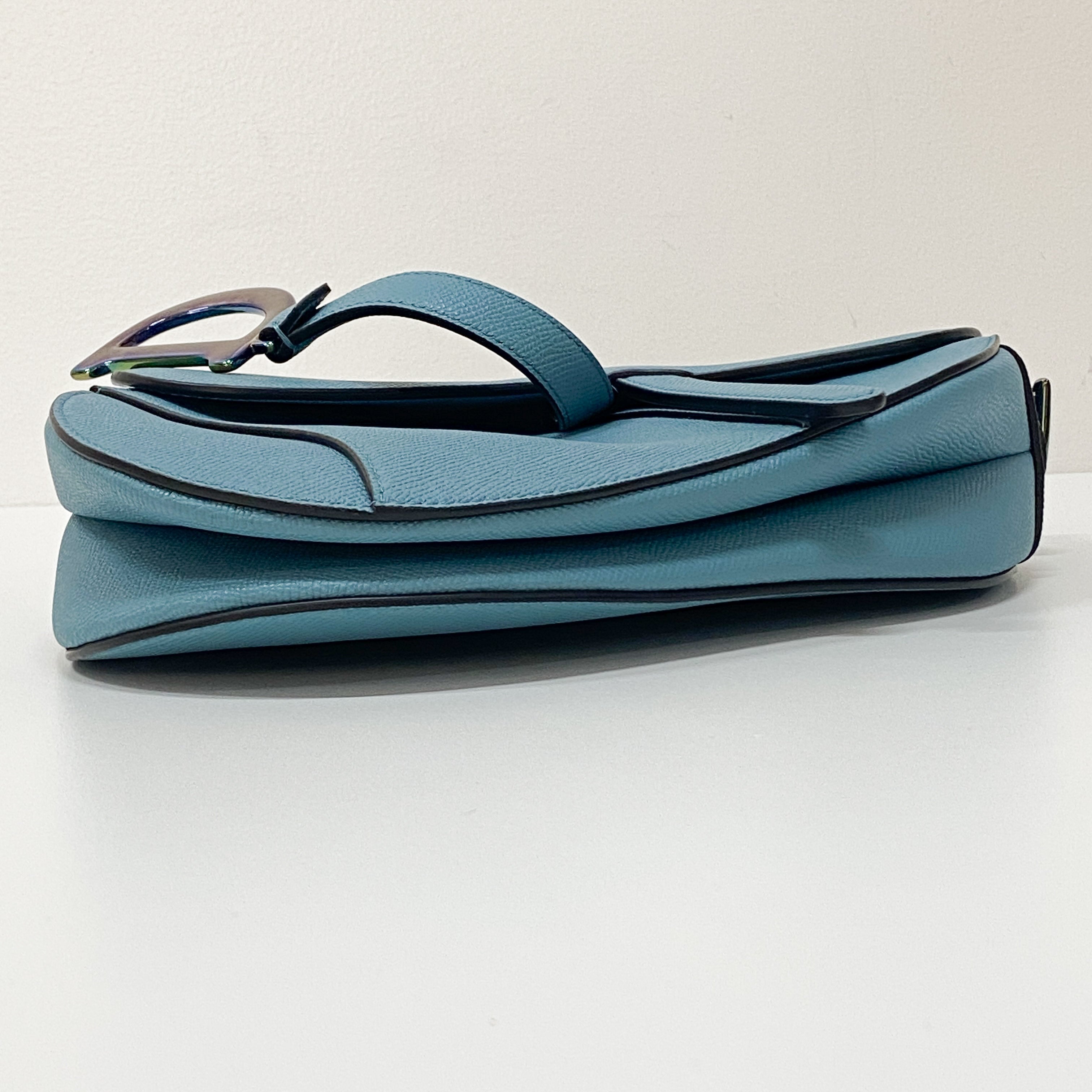 Saddle Blue Leather Shoulder Bag