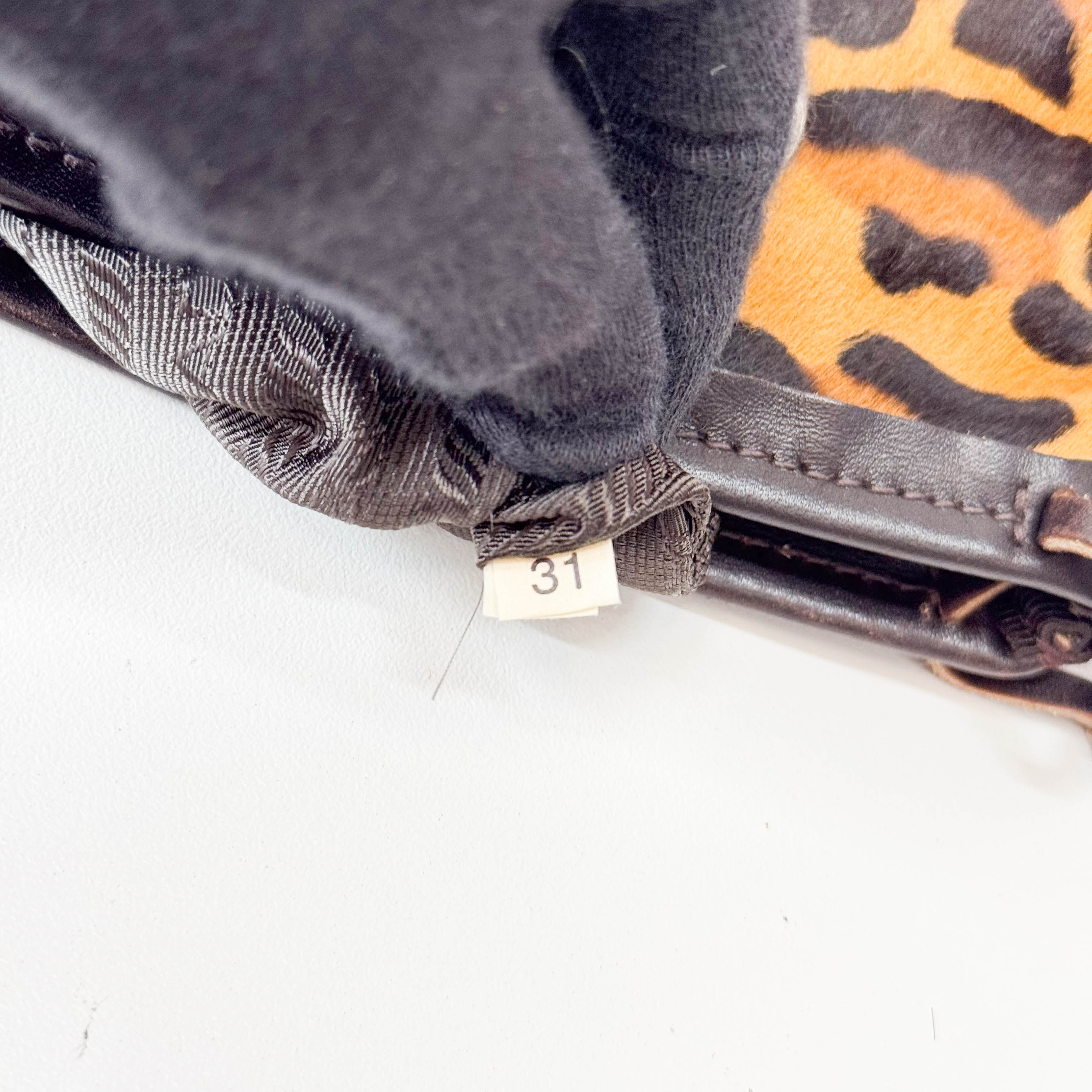 Leopard Print Pony Hair Mini Handle Bag