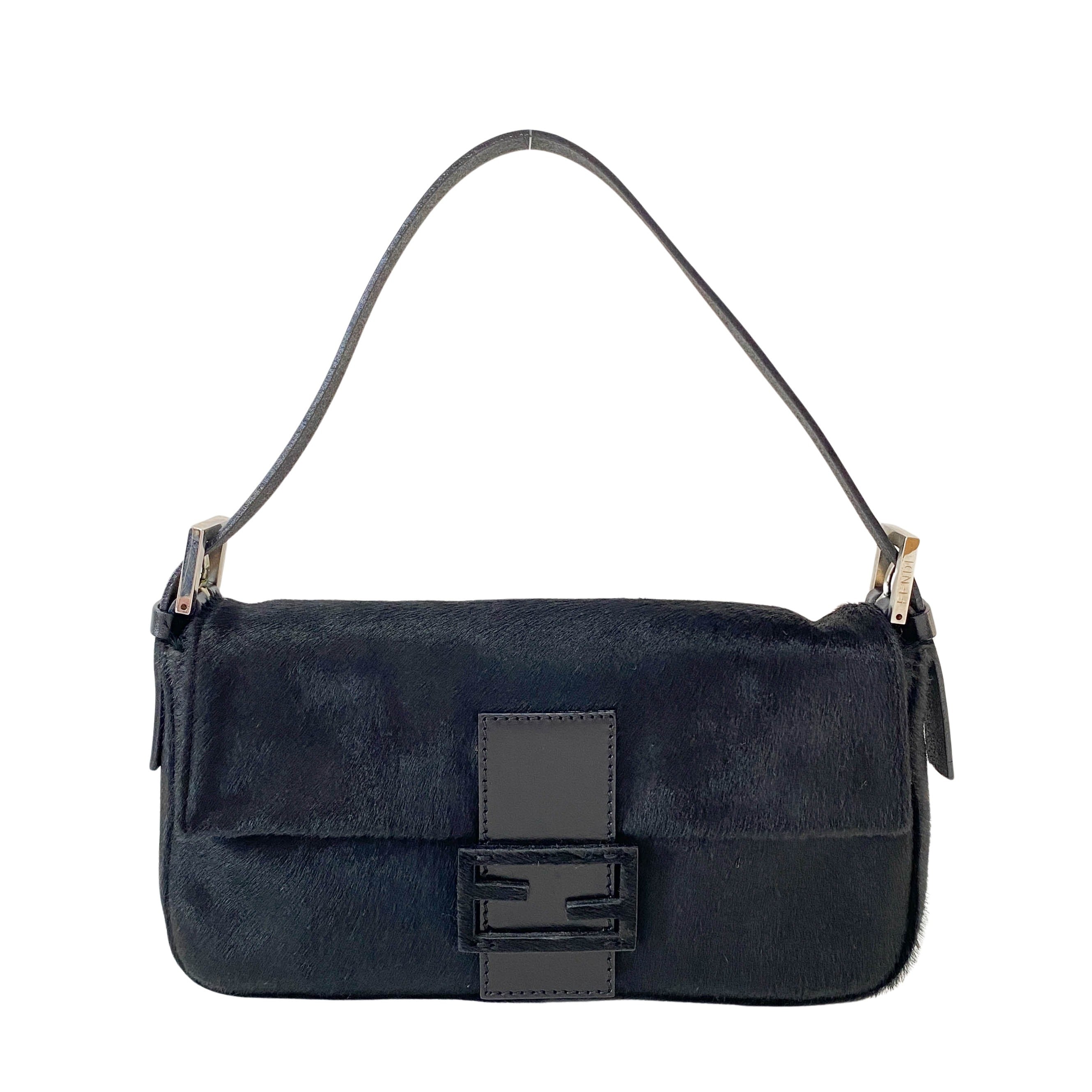 Baguette Black Pony Hair Shoulder Bag