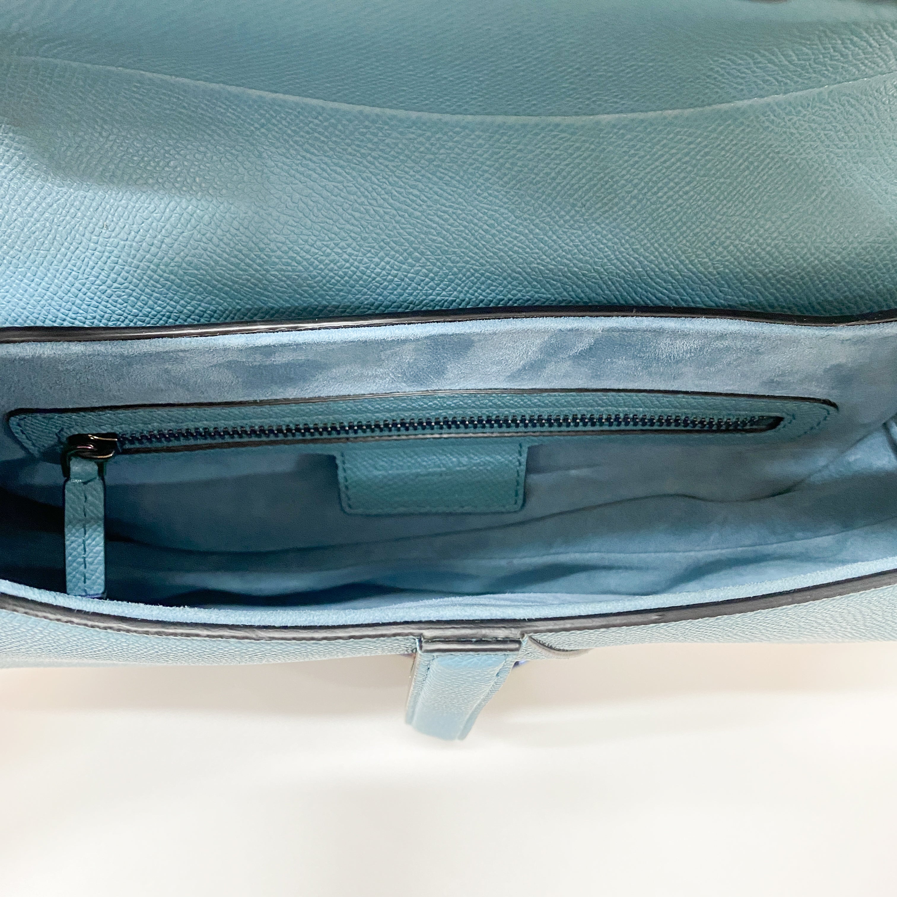 Saddle Blue Leather Shoulder Bag