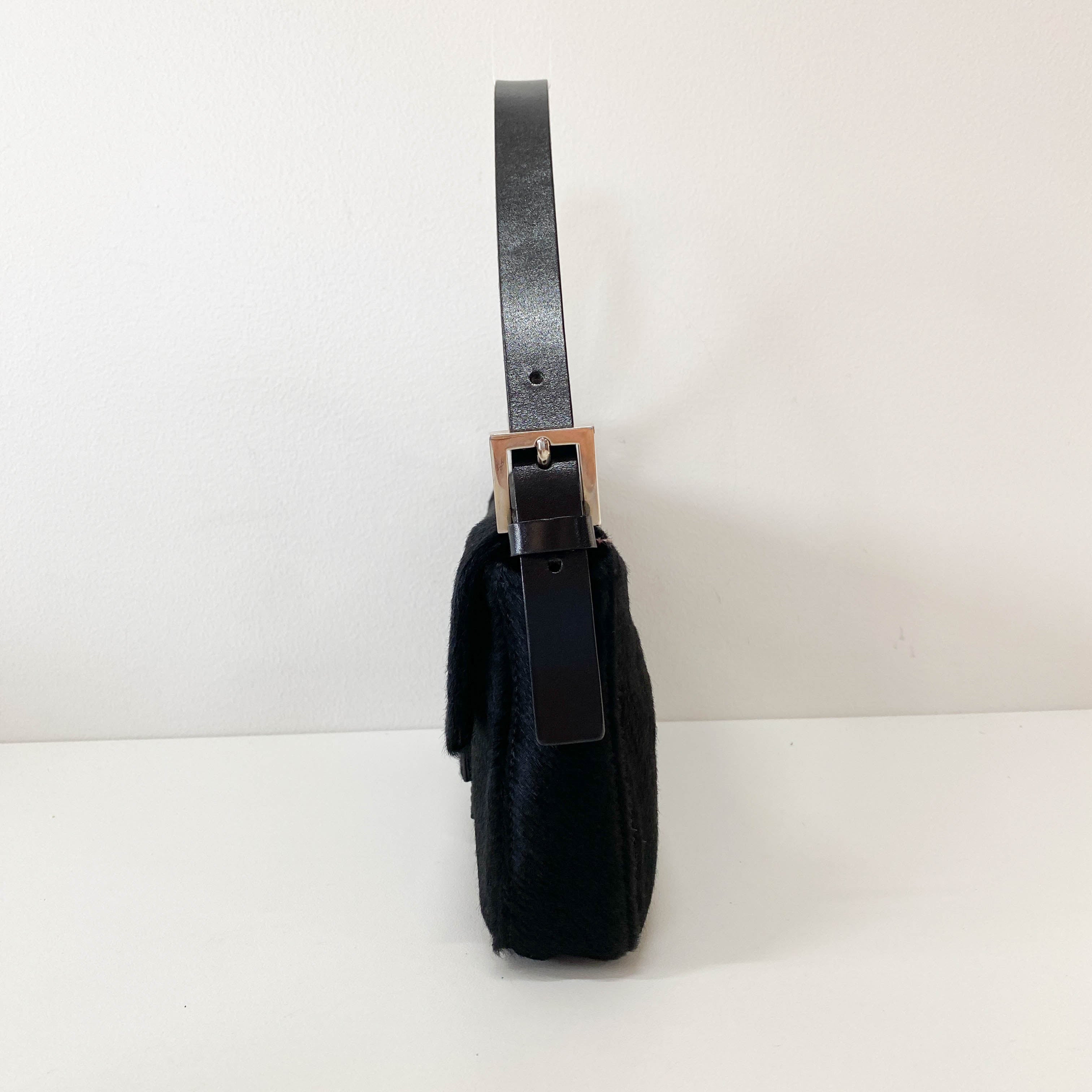 Baguette Black Pony Hair Shoulder Bag