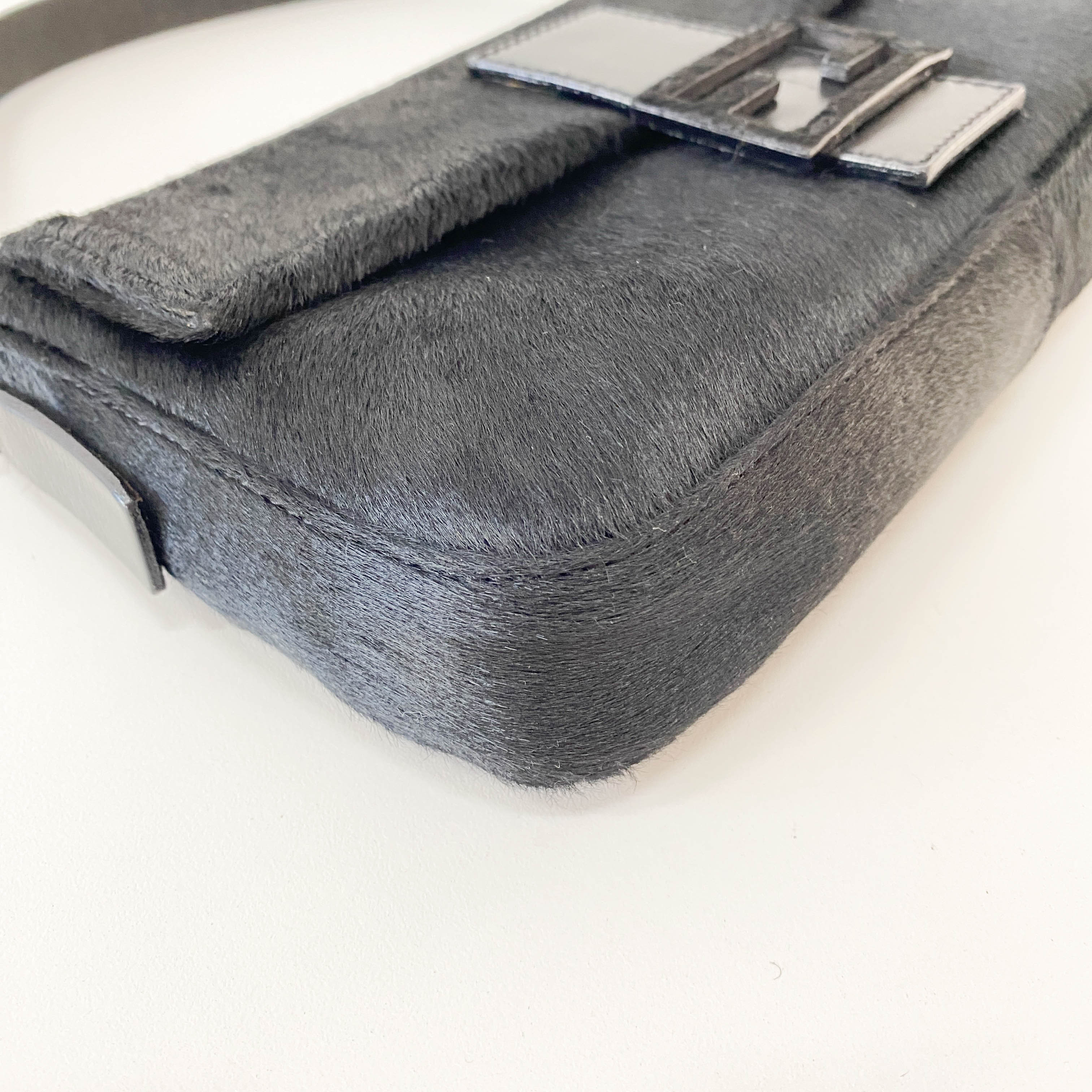 Baguette Black Pony Hair Shoulder Bag