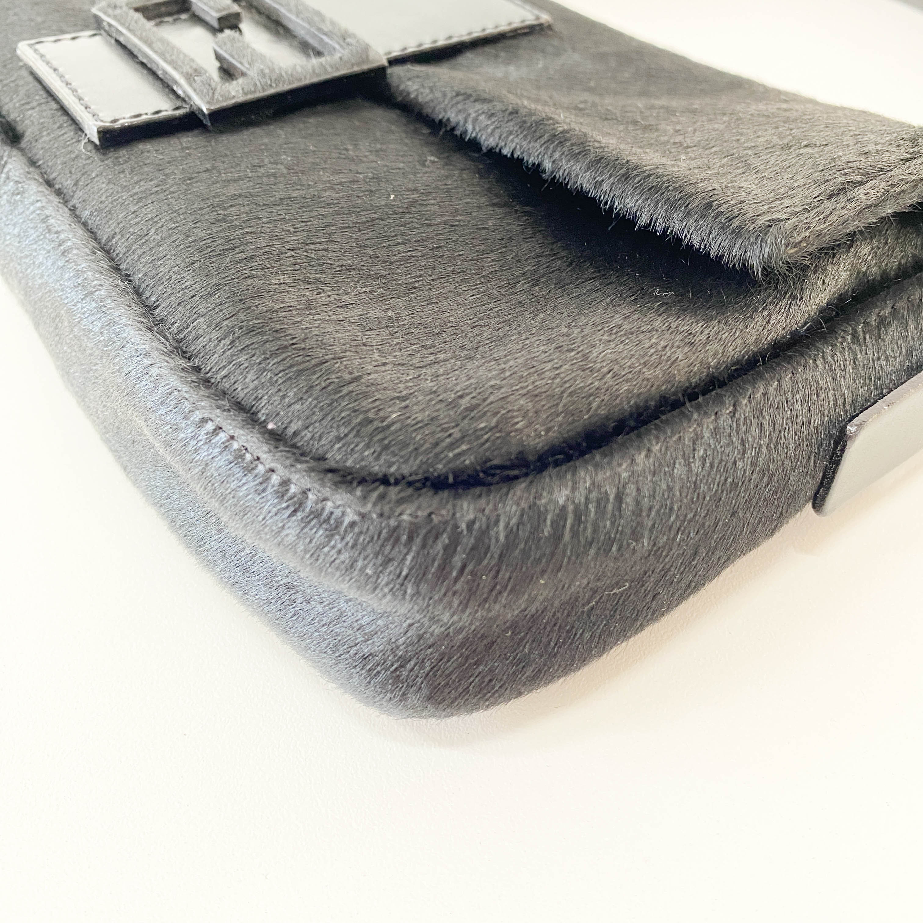 Baguette Black Pony Hair Shoulder Bag