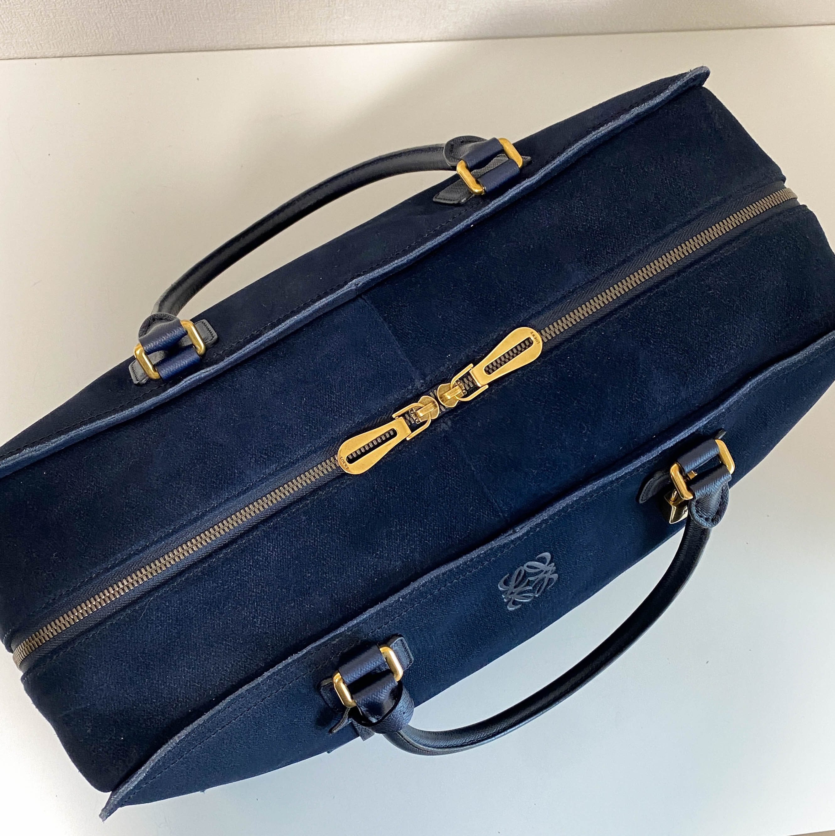 Amazona 45 Navy Suede Shoulder Bag