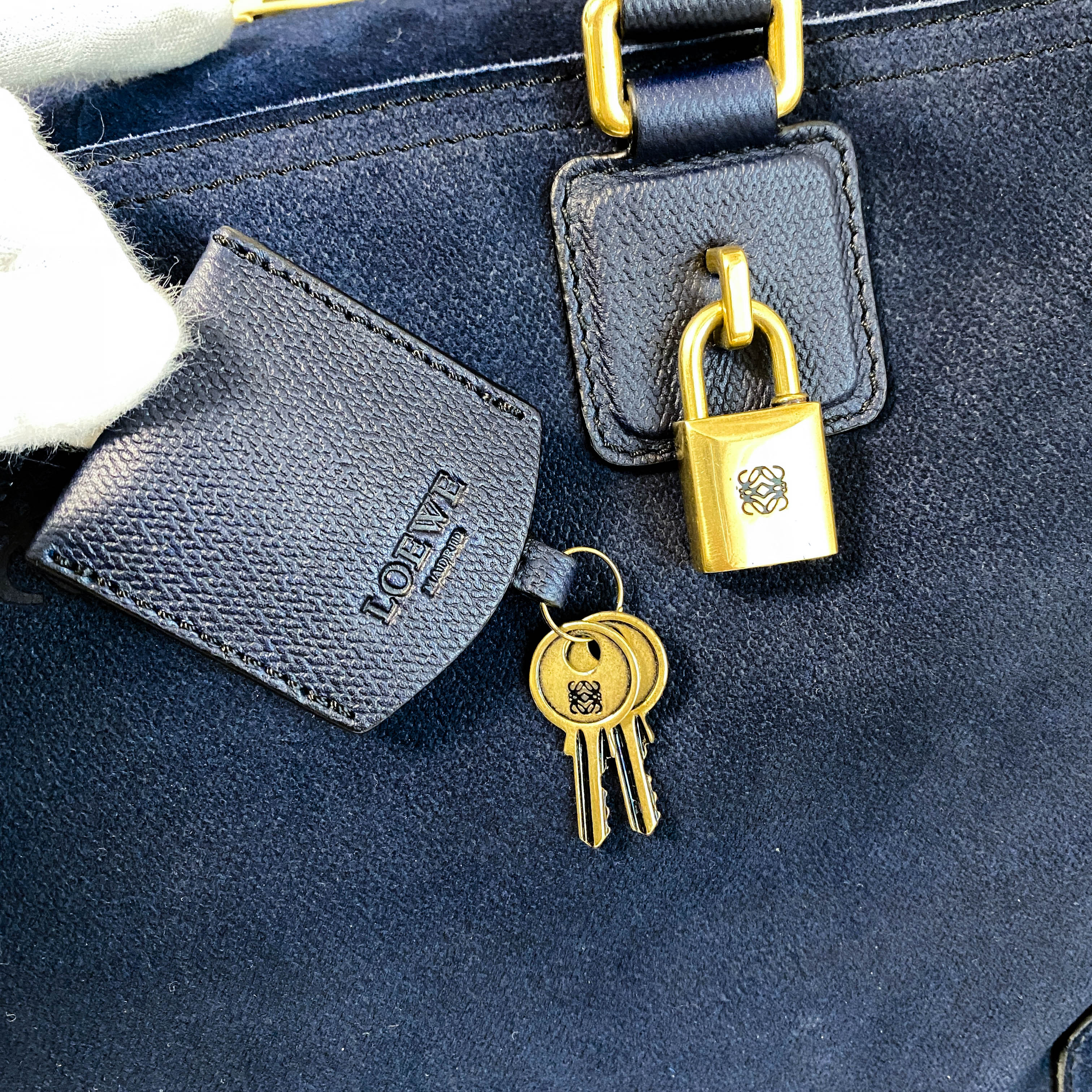 Amazona 45 Navy Suede Shoulder Bag