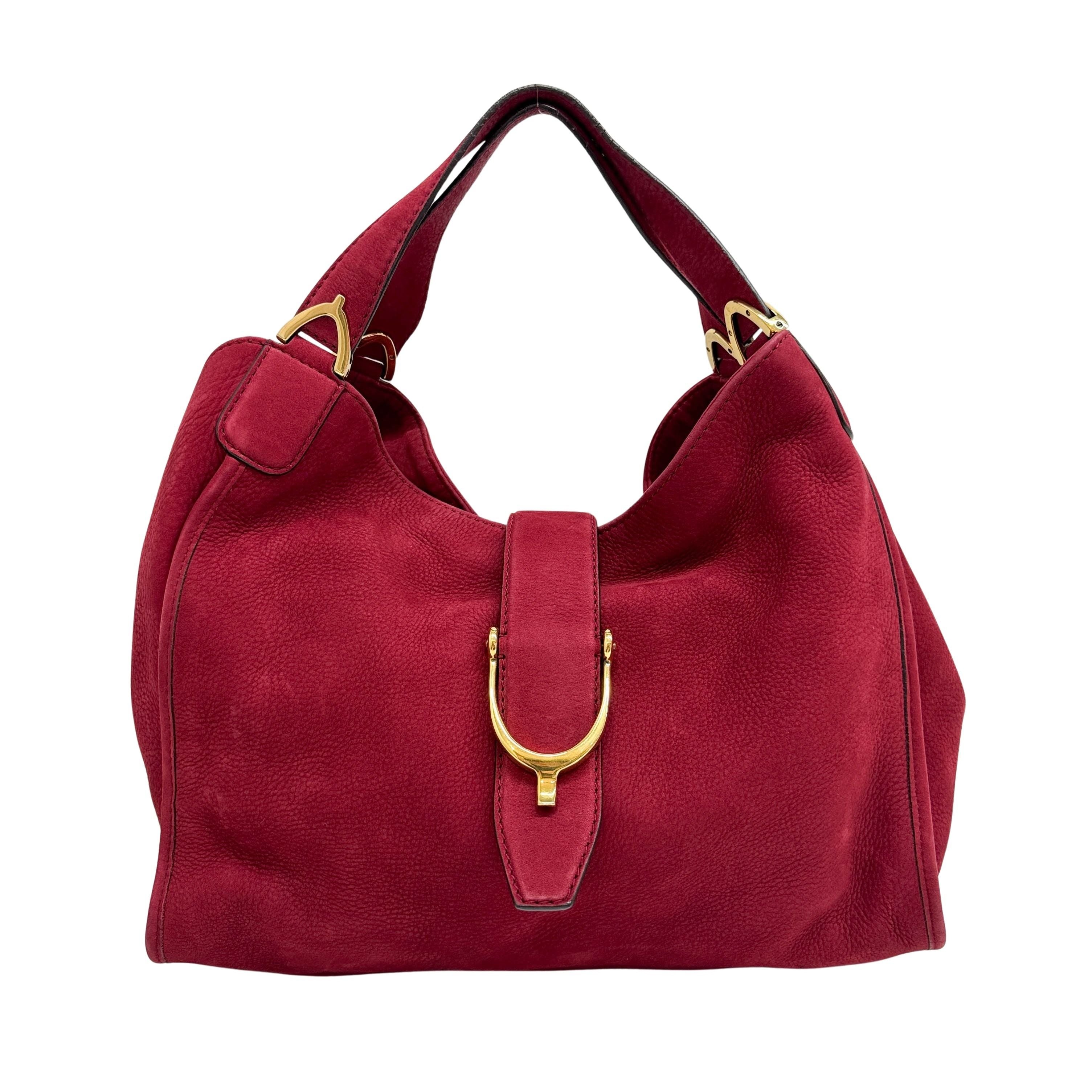 Stirrup Red Nubuck Leather Shoulder Bag