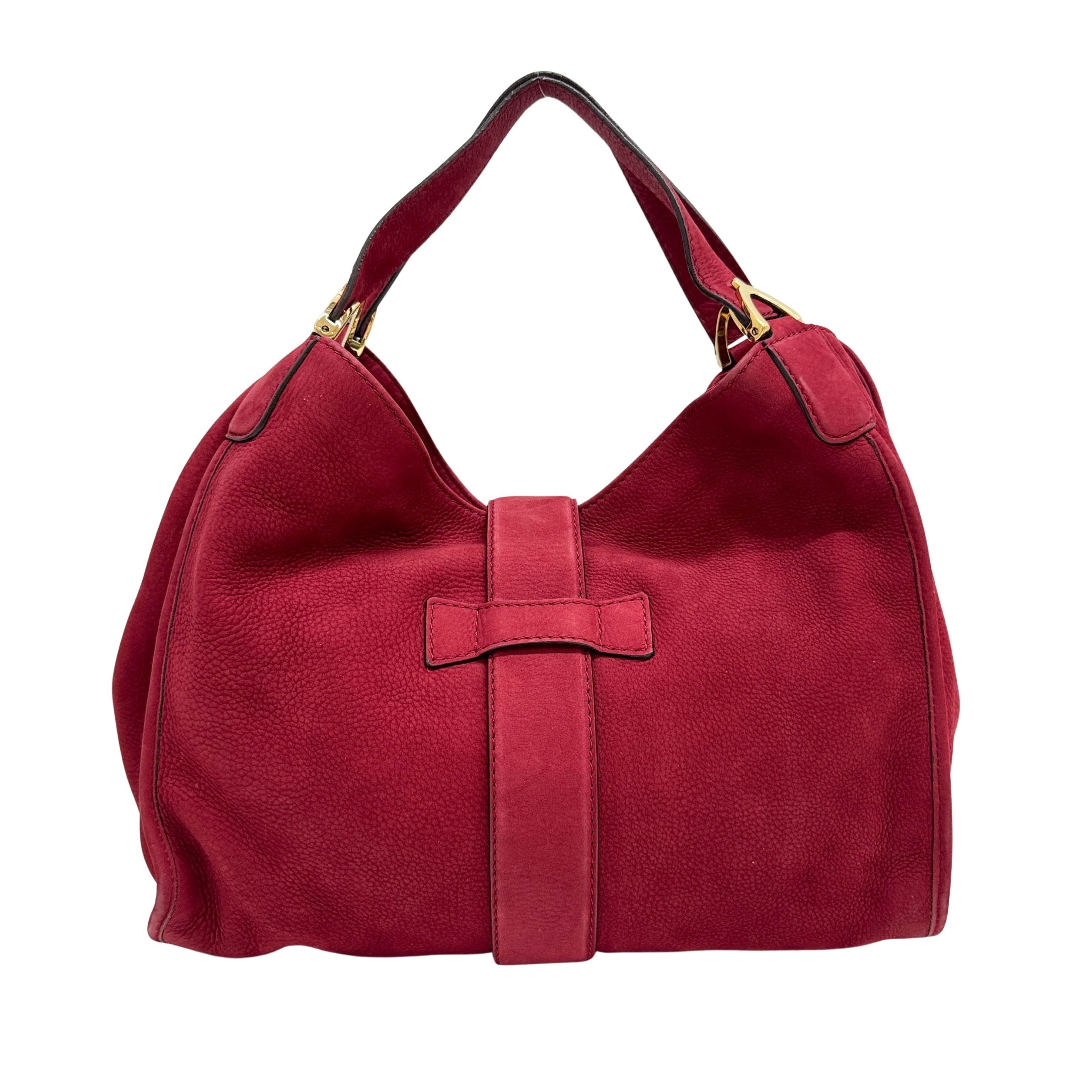 Stirrup Red Nubuck Leather Shoulder Bag