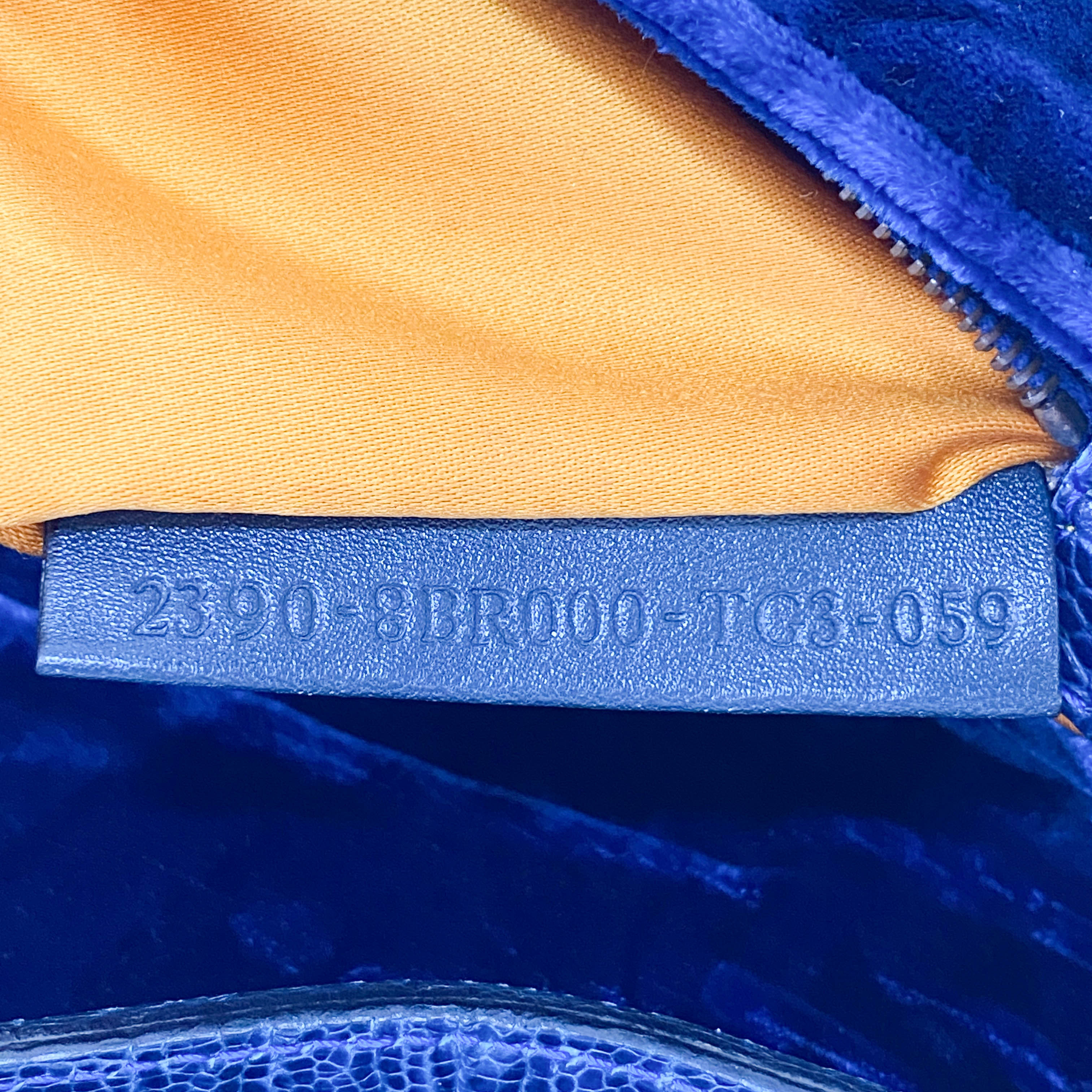 Baguette Blue Velvet Shoulder Bag