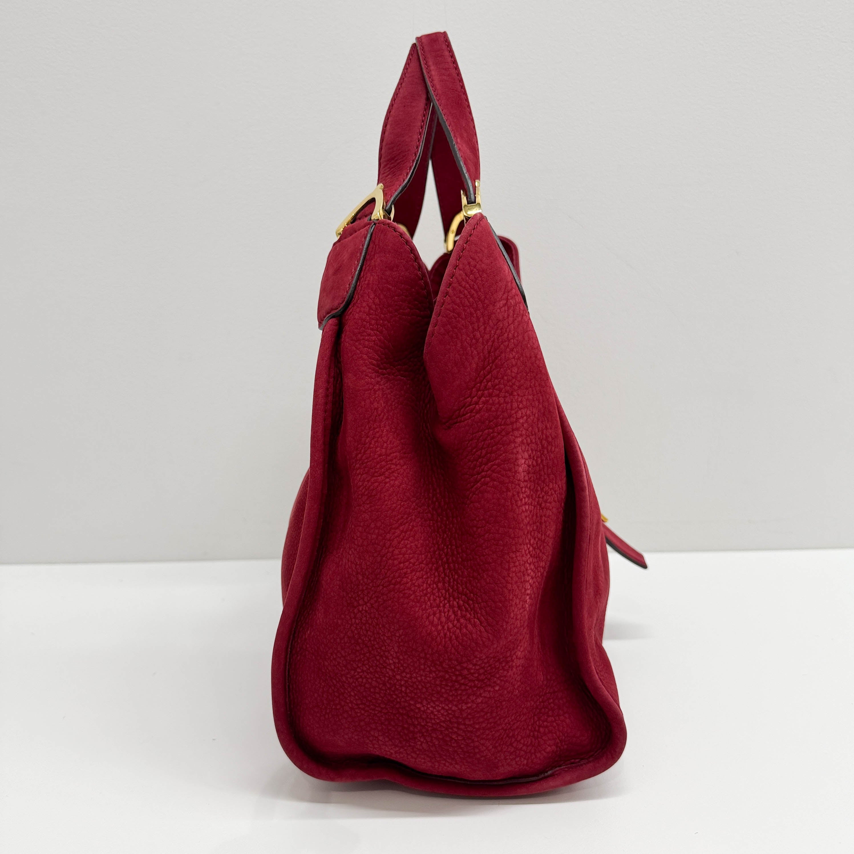 Stirrup Red Nubuck Leather Shoulder Bag