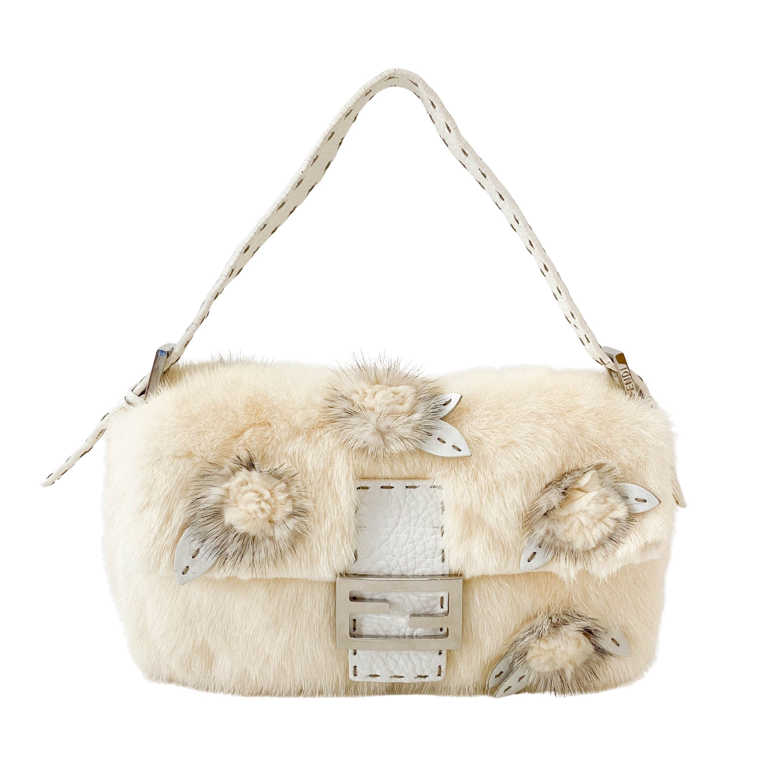 Limited Edition Baguette Neutral Fur Shoulder Bag
