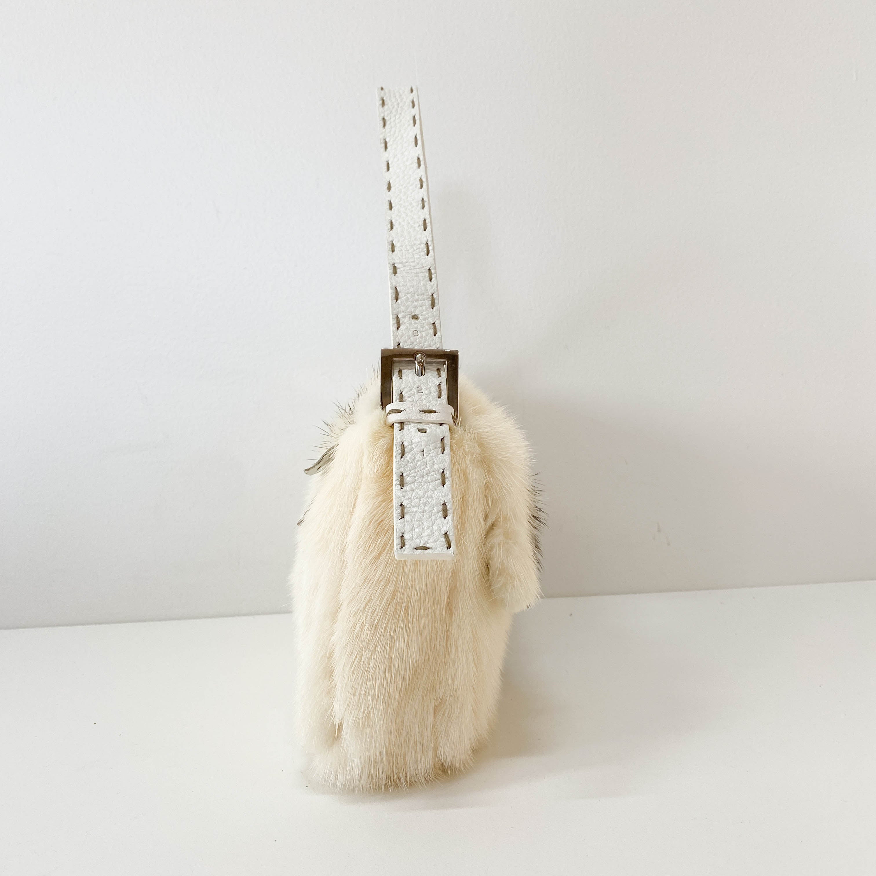 Limited Edition Baguette Neutral Fur Shoulder Bag