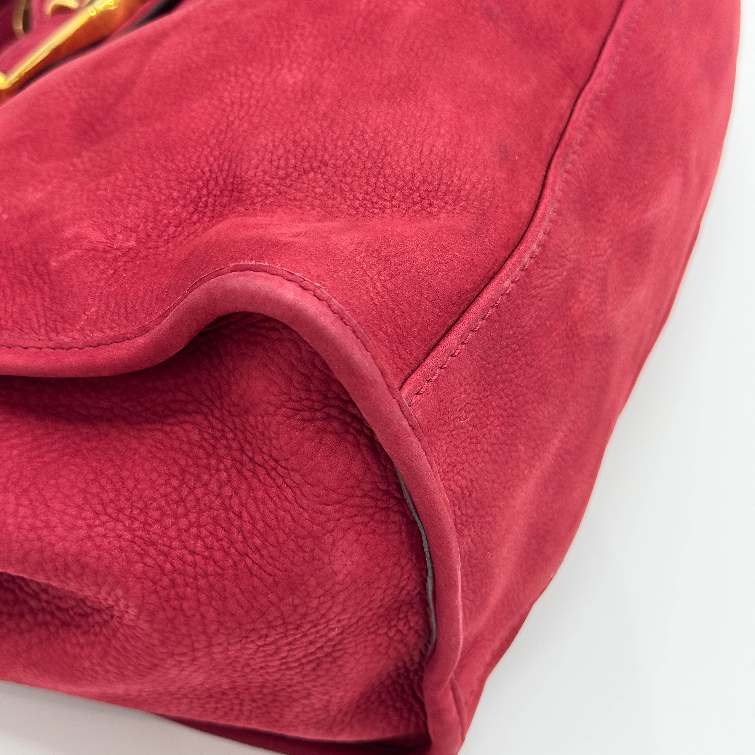 Stirrup Red Nubuck Leather Shoulder Bag