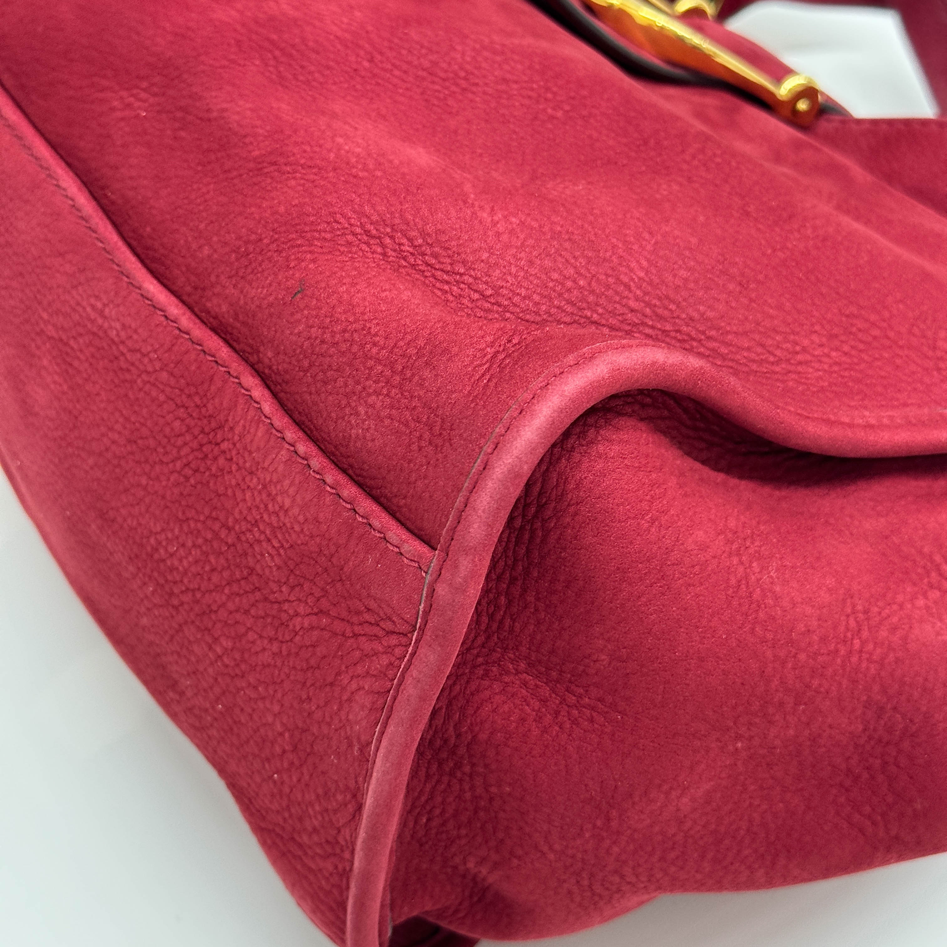 Stirrup Red Nubuck Leather Shoulder Bag