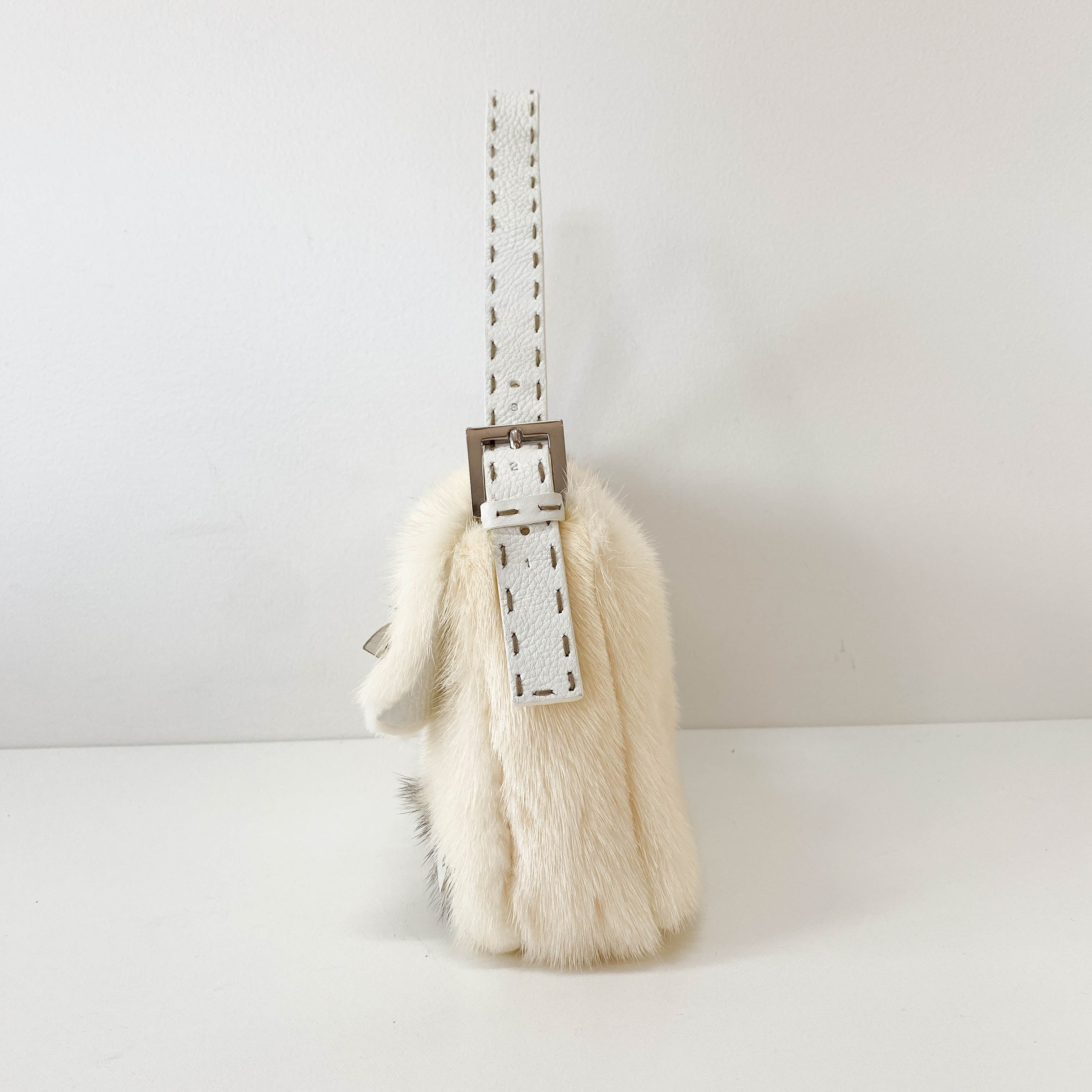 Limited Edition Baguette Neutral Fur Shoulder Bag