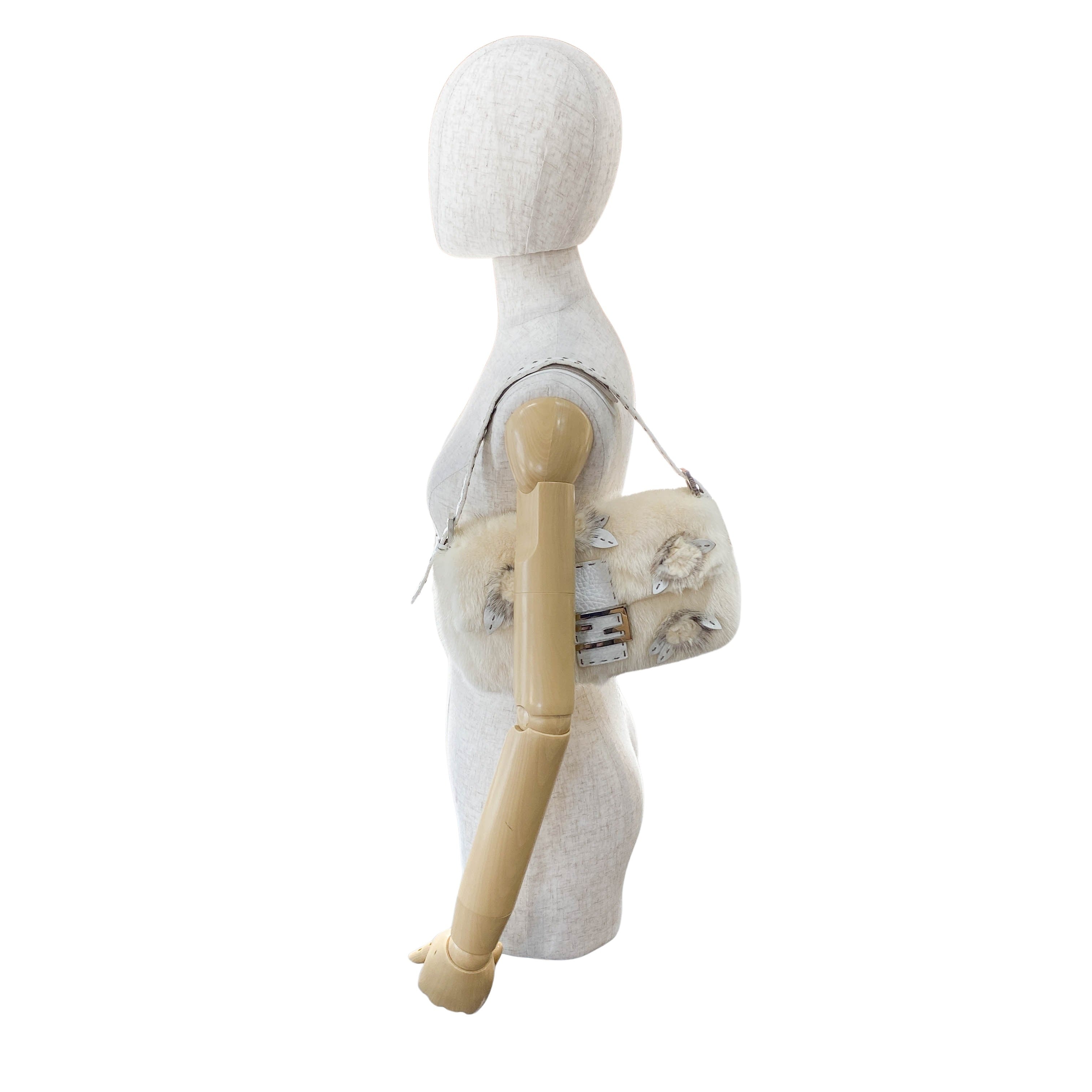 Limited Edition Baguette Neutral Fur Shoulder Bag