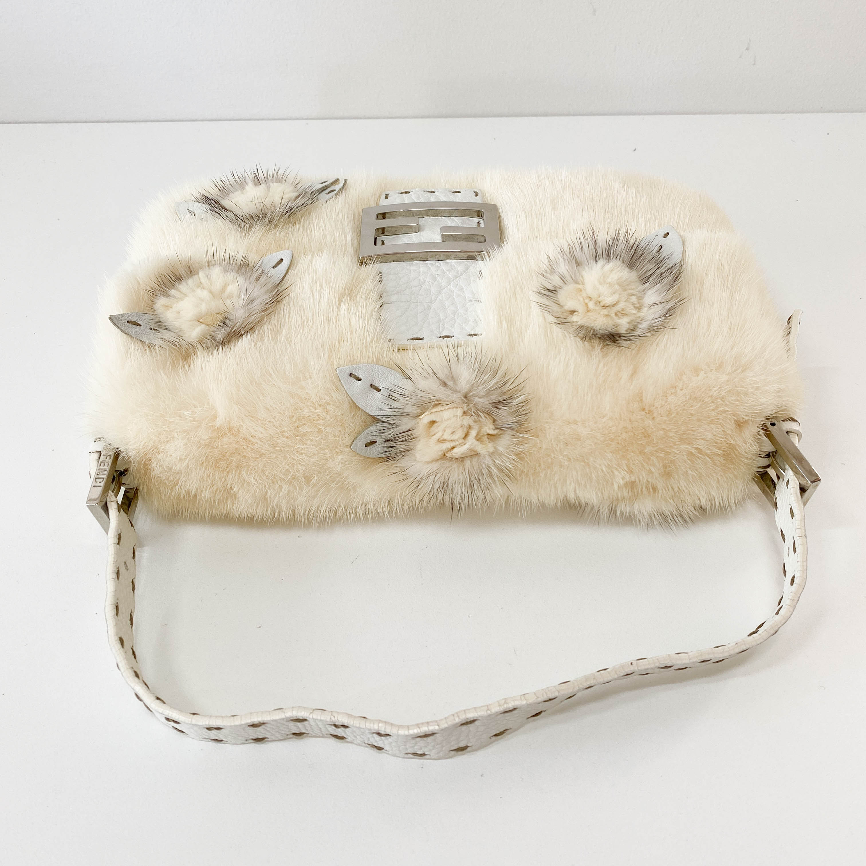 Limited Edition Baguette Neutral Fur Shoulder Bag