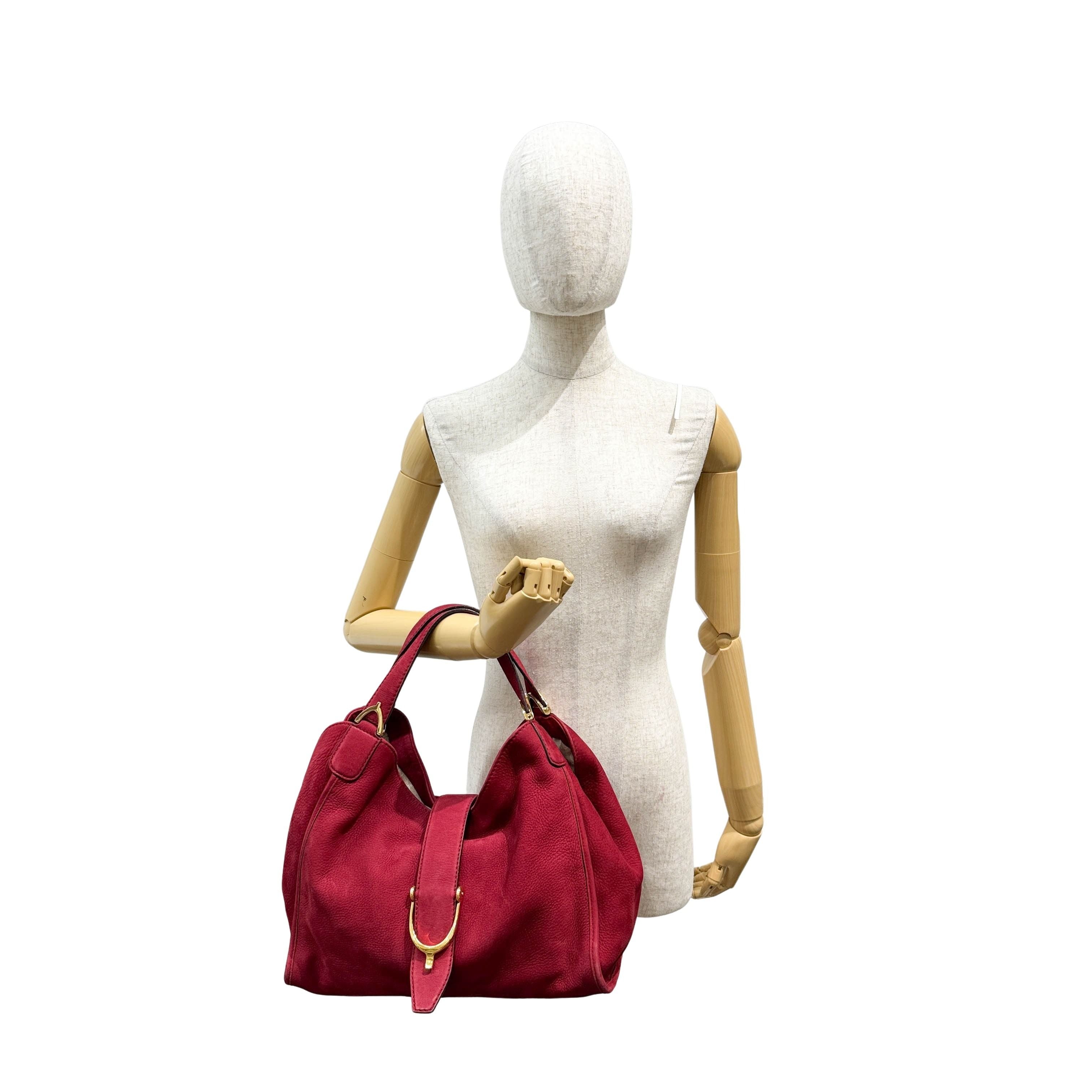 Stirrup Red Nubuck Leather Shoulder Bag