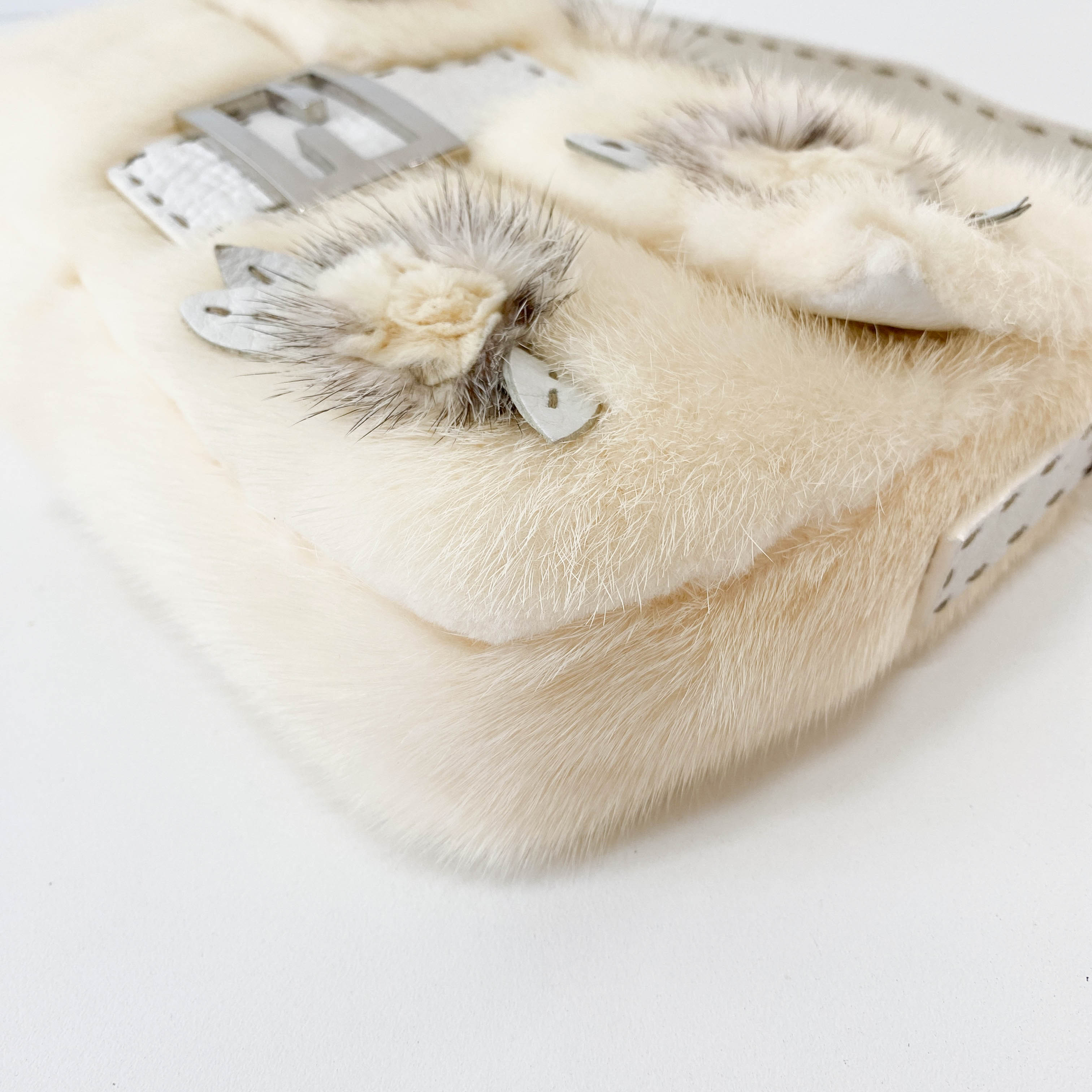 Limited Edition Baguette Neutral Fur Shoulder Bag