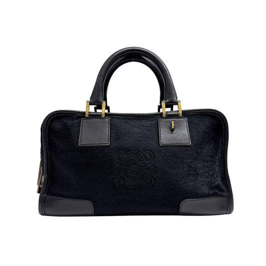 Amazona Black Pony Hair Hand Bag